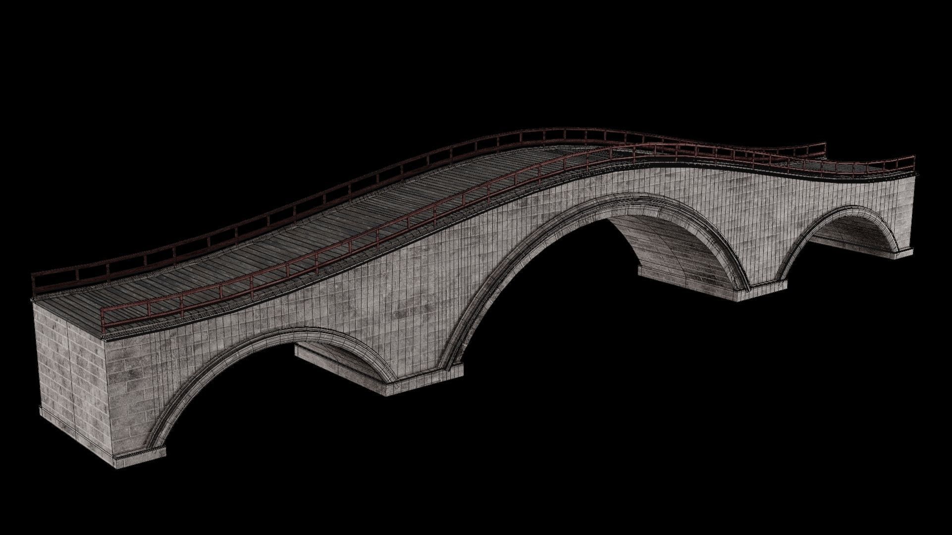 JAPAN JAPANESE ASIAN ORIENTAL TEMPLE CITY BRIDGE COLLECTION Low-poly 3D model_37