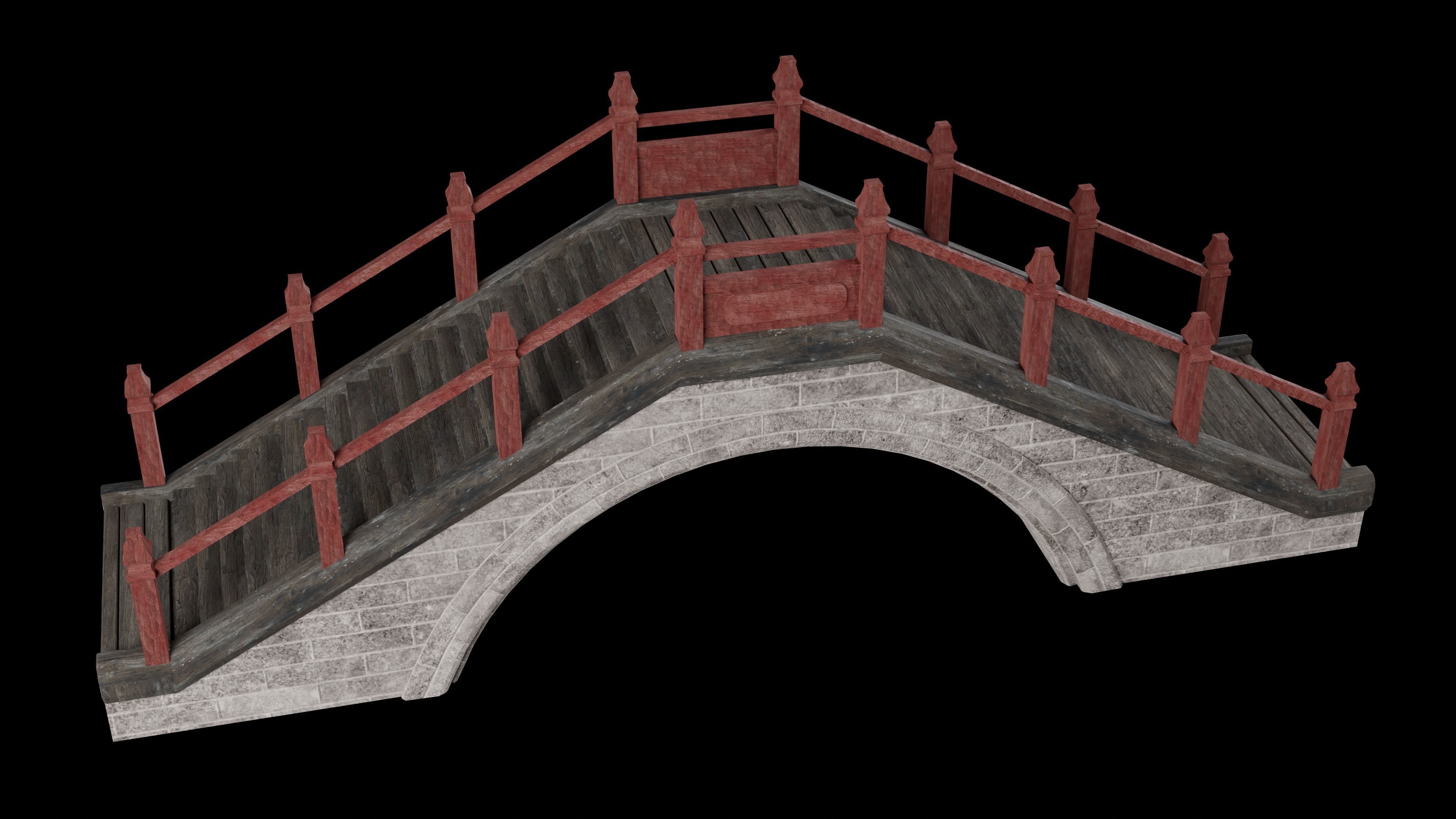 JAPAN JAPANESE ASIAN ORIENTAL TEMPLE CITY BRIDGE COLLECTION Low-poly 3D model_28