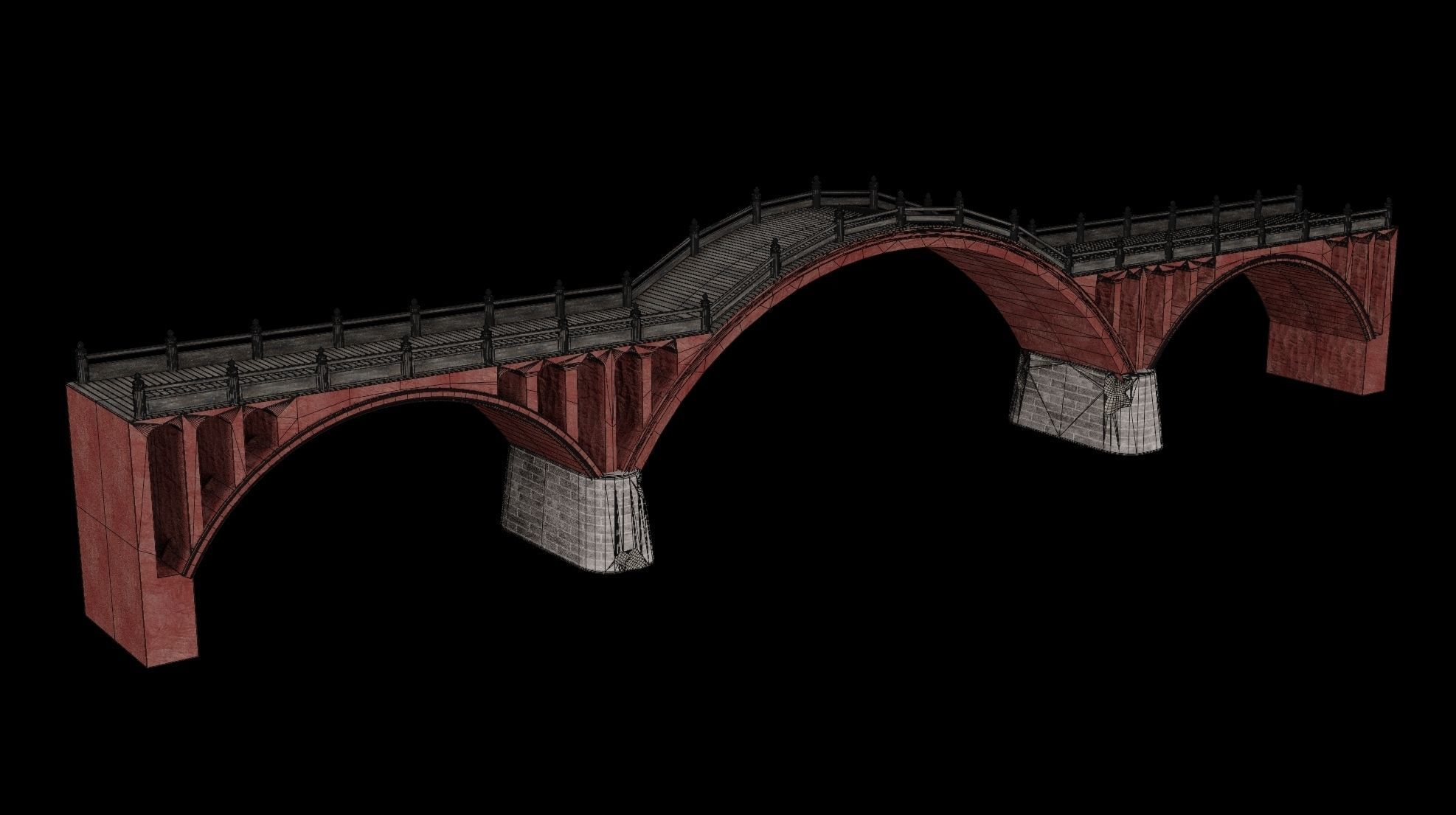JAPAN JAPANESE ASIAN ORIENTAL TEMPLE CITY BRIDGE COLLECTION Low-poly 3D model_16