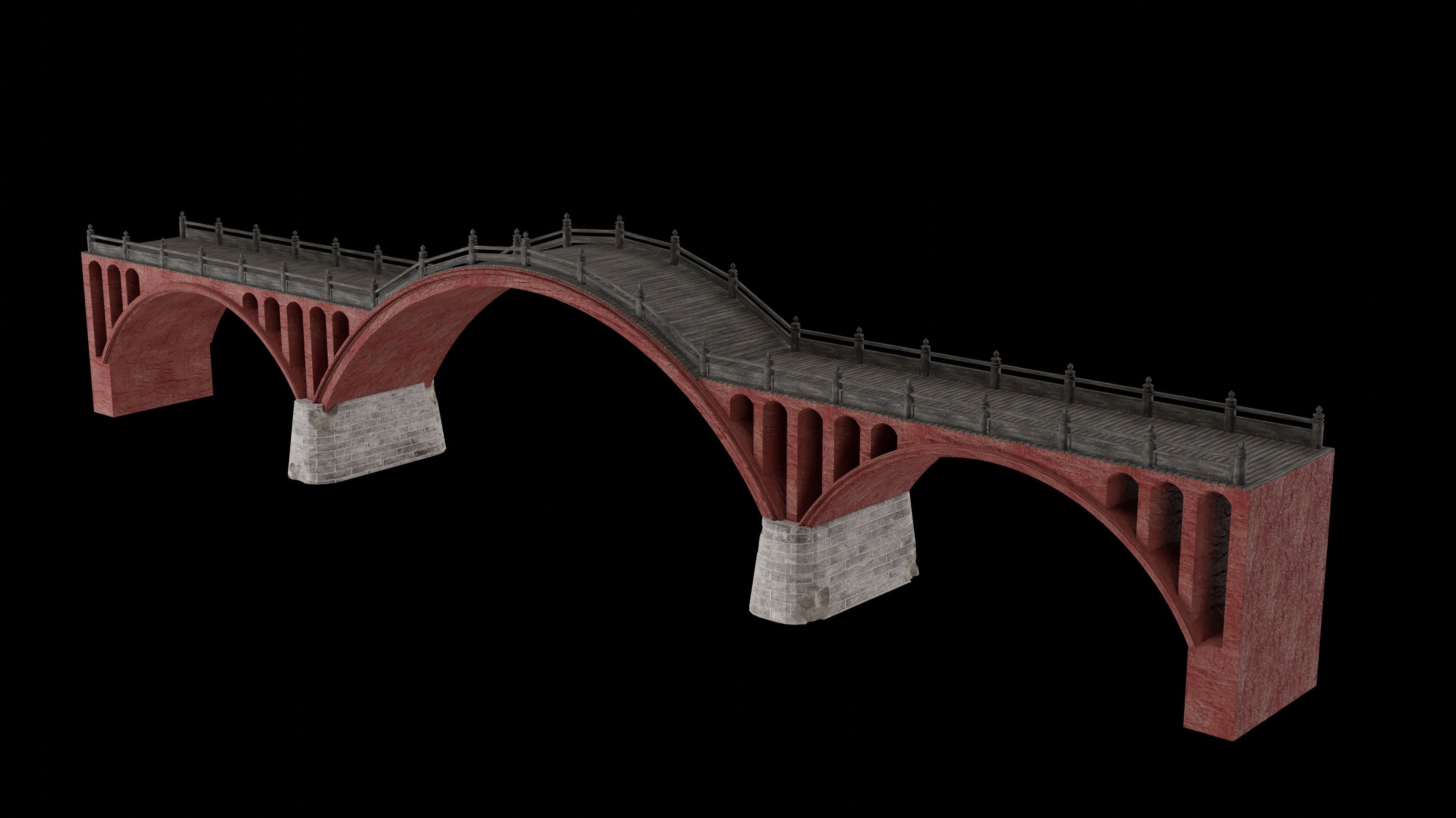 JAPAN JAPANESE ASIAN ORIENTAL TEMPLE CITY BRIDGE COLLECTION Low-poly 3D model_13