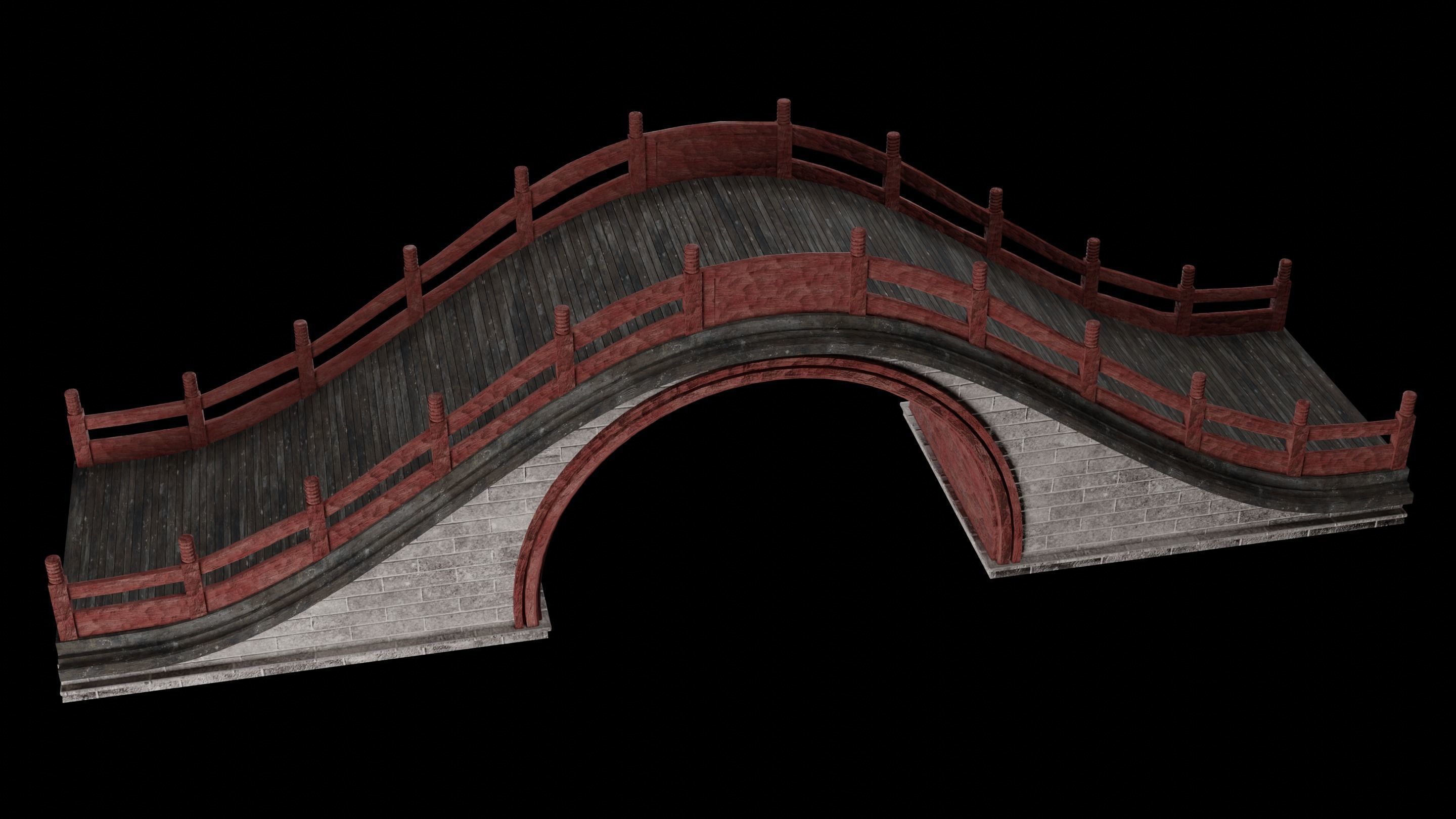 JAPAN JAPANESE ASIAN ORIENTAL TEMPLE CITY BRIDGE COLLECTION Low-poly 3D model_20