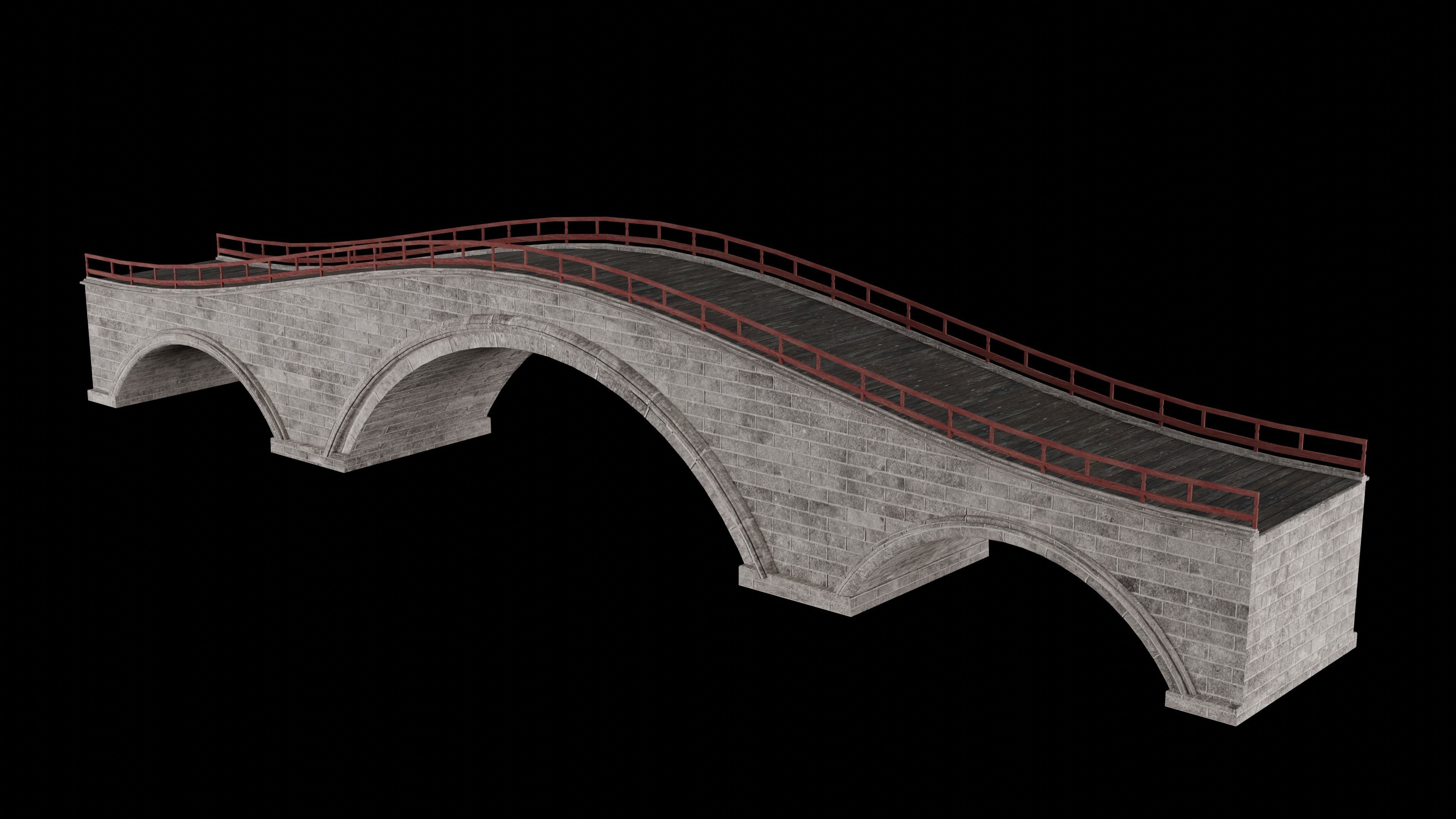 JAPAN JAPANESE ASIAN ORIENTAL TEMPLE CITY BRIDGE COLLECTION Low-poly 3D model_34