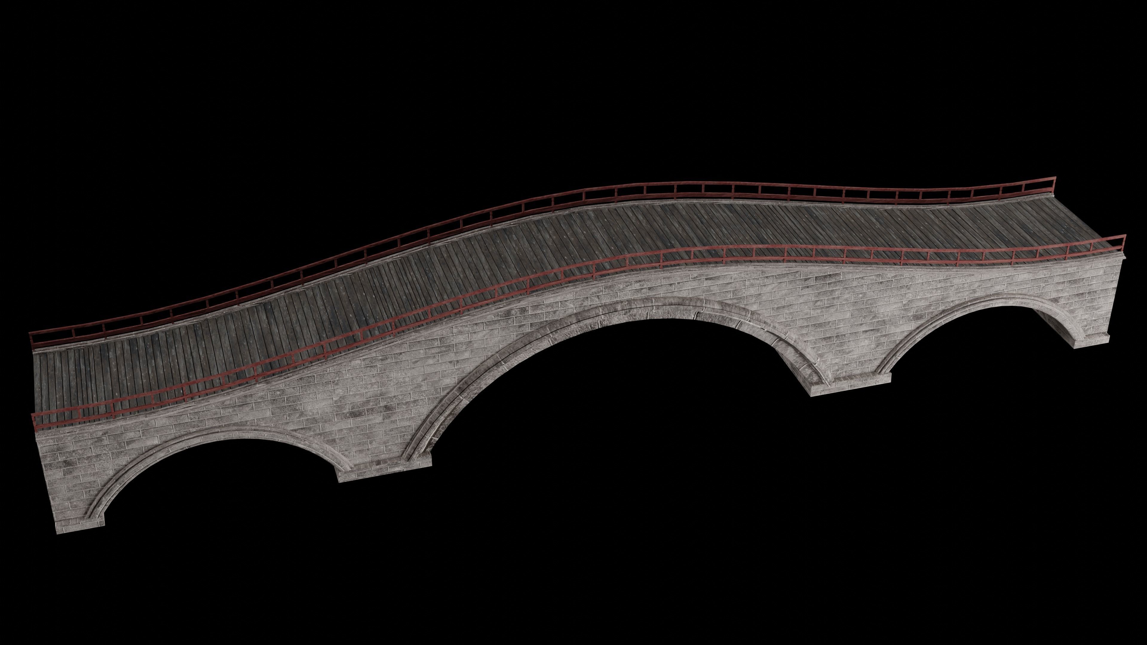 JAPAN JAPANESE ASIAN ORIENTAL TEMPLE CITY BRIDGE COLLECTION Low-poly 3D model_36