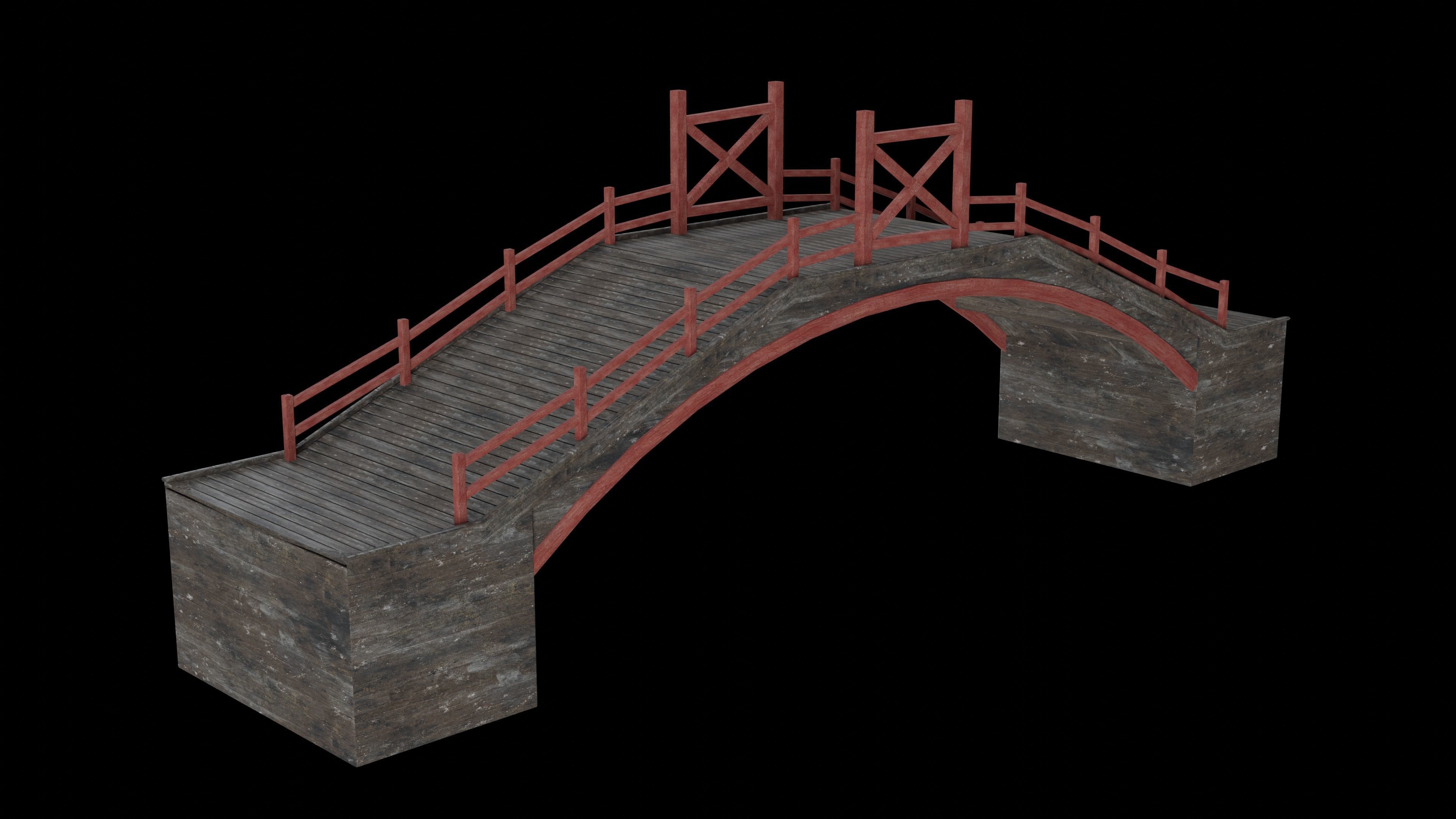 JAPAN JAPANESE ASIAN ORIENTAL TEMPLE CITY BRIDGE COLLECTION Low-poly 3D model_10