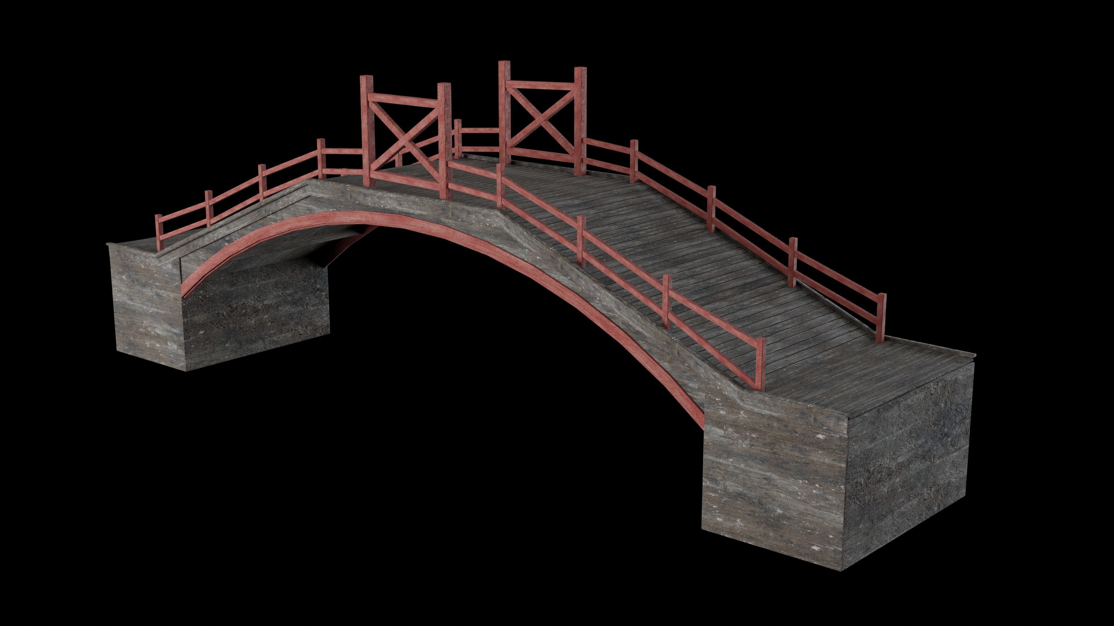 JAPAN JAPANESE ASIAN ORIENTAL TEMPLE CITY BRIDGE COLLECTION Low-poly 3D model_9