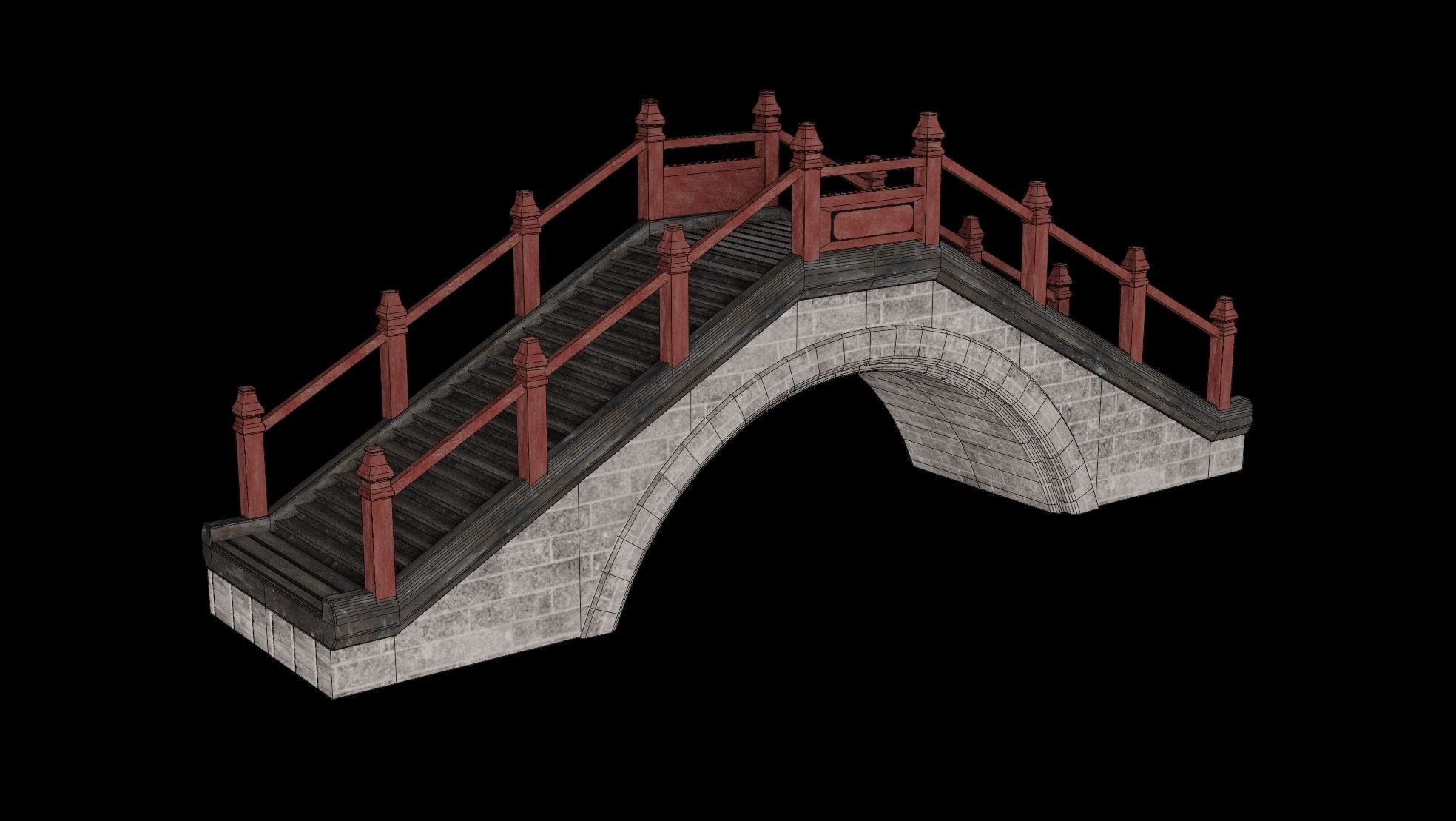 JAPAN JAPANESE ASIAN ORIENTAL TEMPLE CITY BRIDGE COLLECTION Low-poly 3D model_29