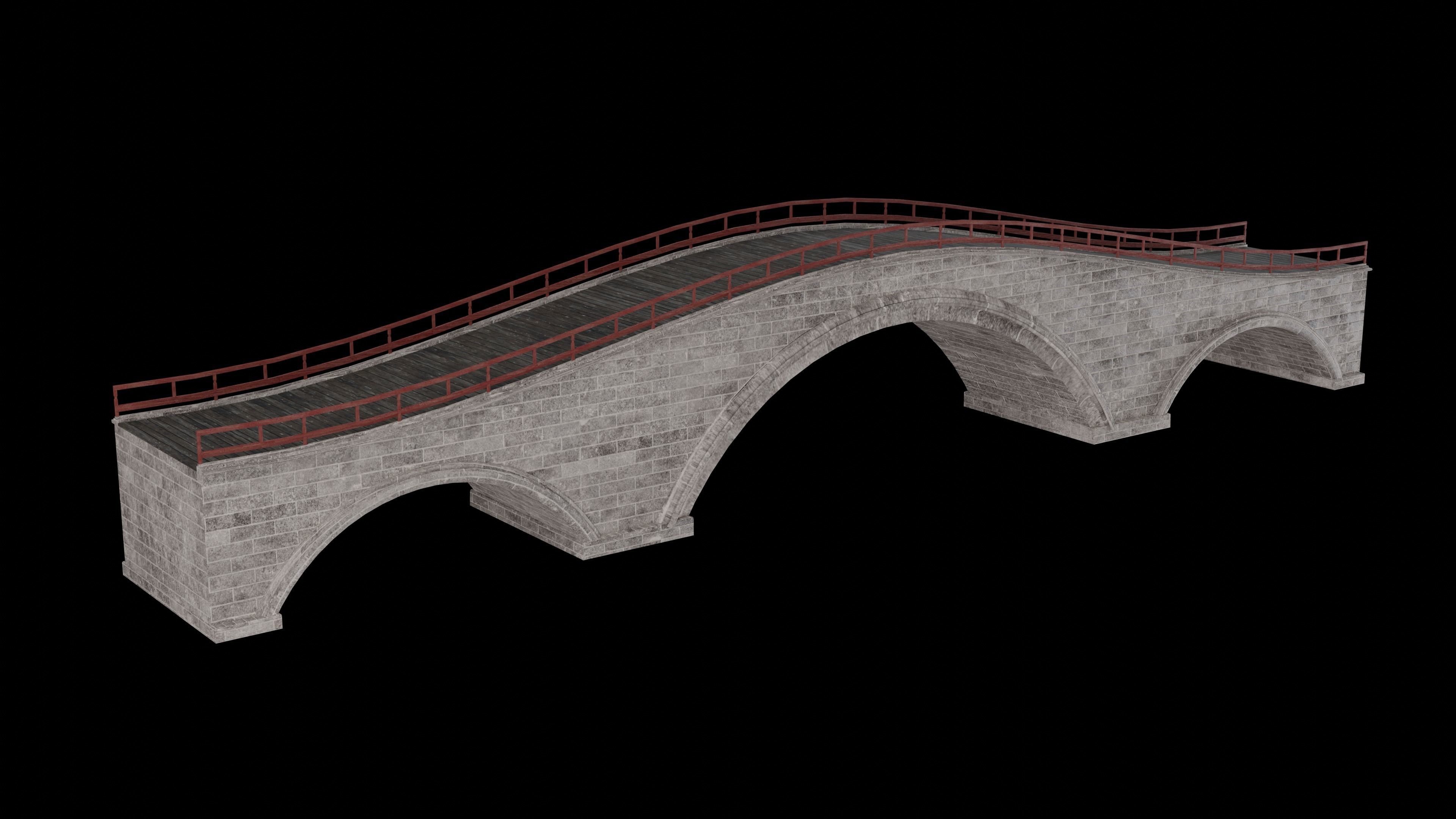 JAPAN JAPANESE ASIAN ORIENTAL TEMPLE CITY BRIDGE COLLECTION Low-poly 3D model_35