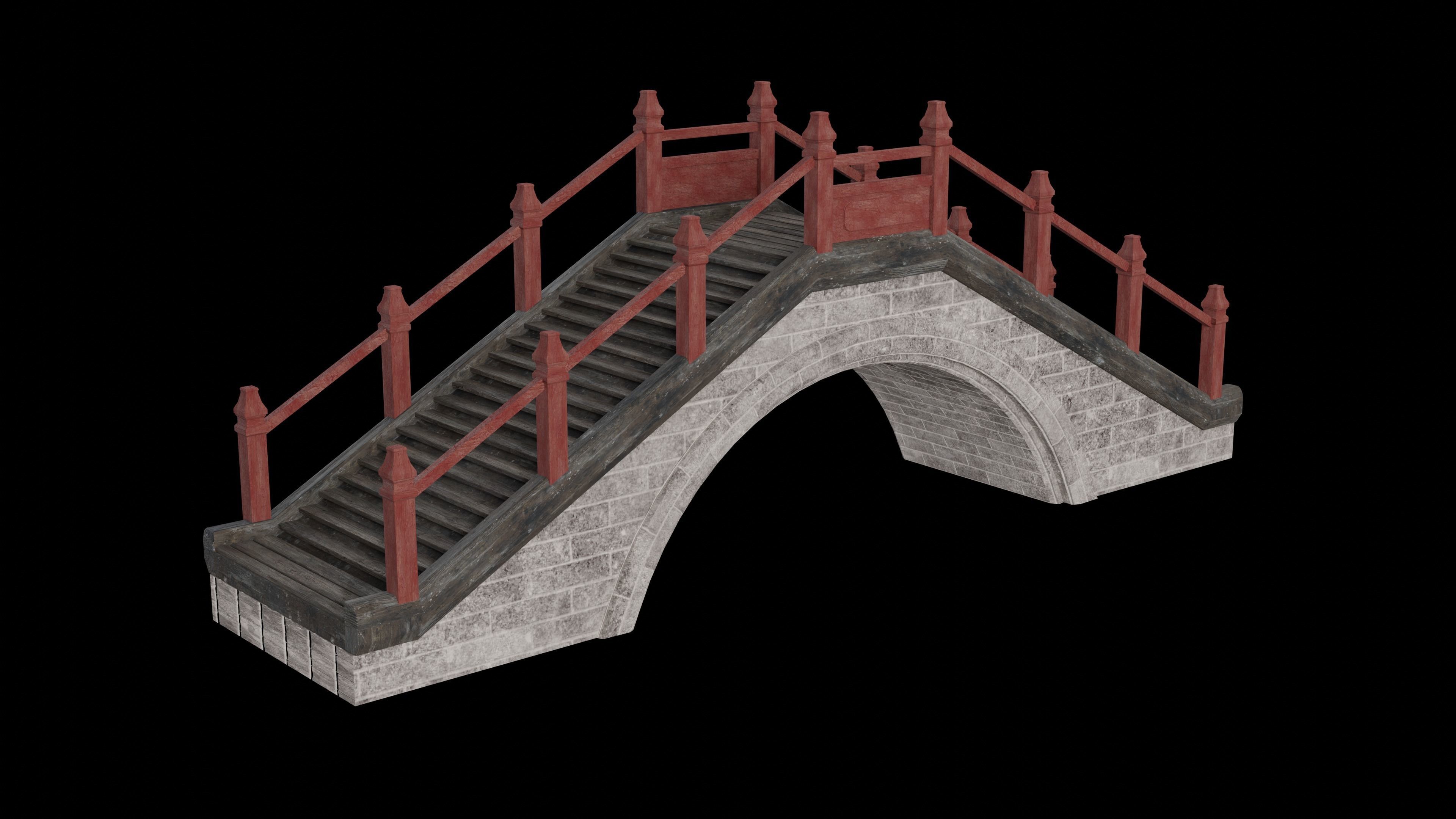 JAPAN JAPANESE ASIAN ORIENTAL TEMPLE CITY BRIDGE COLLECTION Low-poly 3D model_27