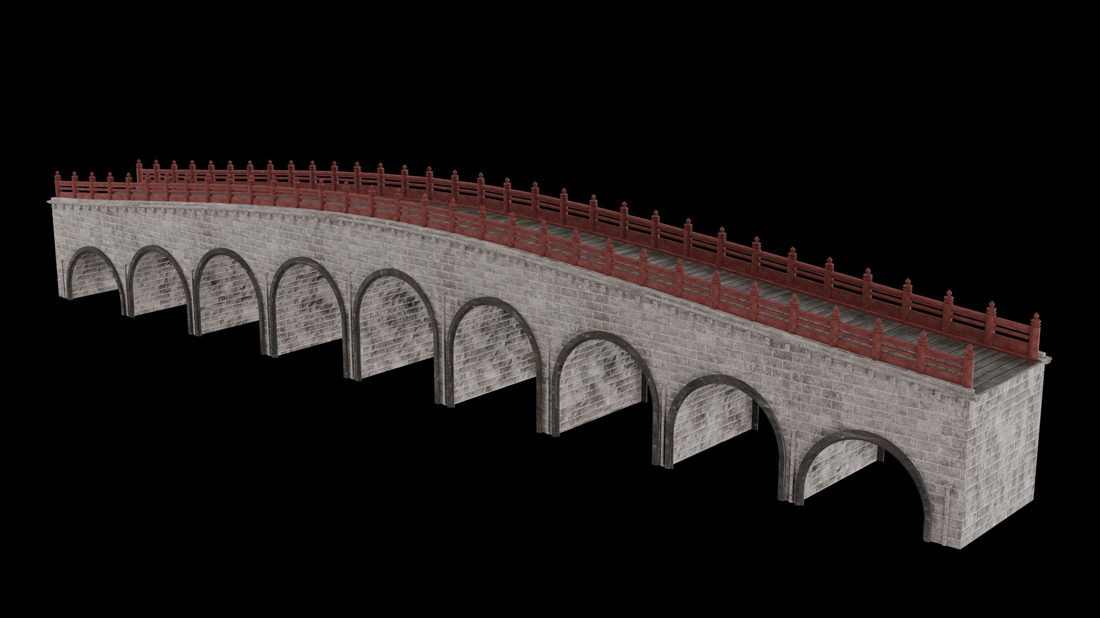 JAPAN JAPANESE ASIAN ORIENTAL TEMPLE CITY BRIDGE COLLECTION Low-poly 3D model_22