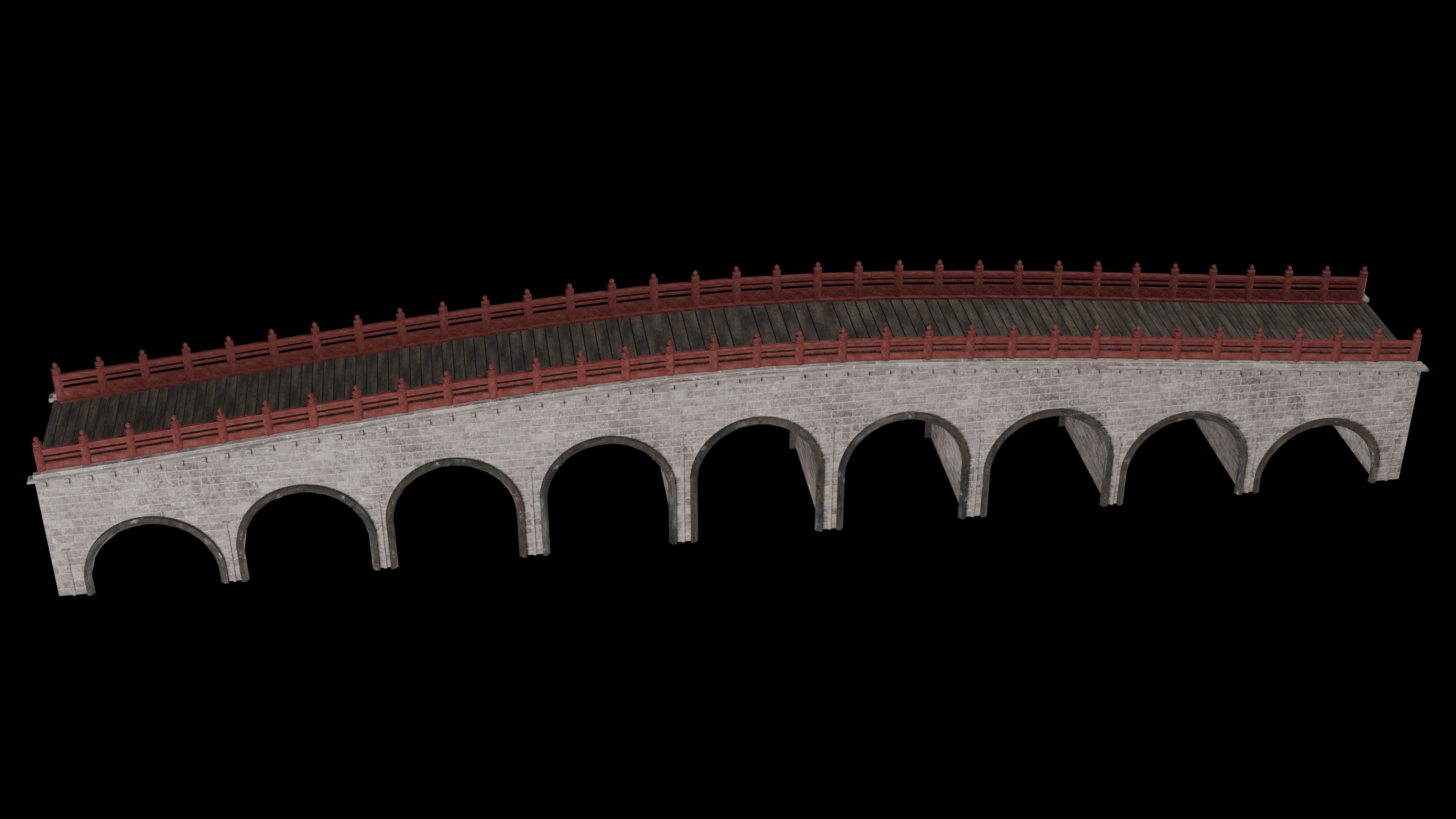 JAPAN JAPANESE ASIAN ORIENTAL TEMPLE CITY BRIDGE COLLECTION Low-poly 3D model_24