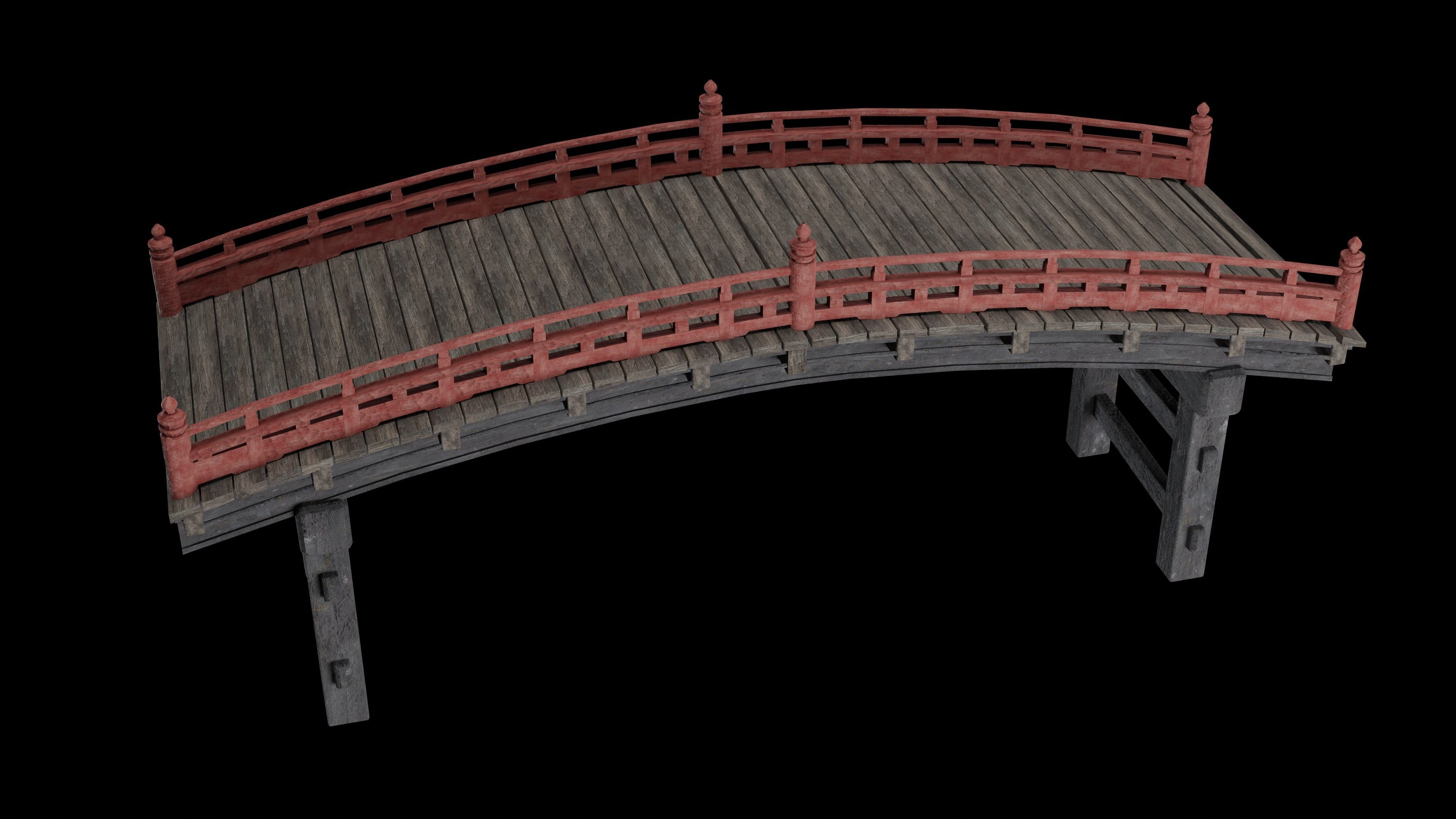 JAPAN JAPANESE ASIAN ORIENTAL TEMPLE CITY BRIDGE COLLECTION Low-poly 3D model_7