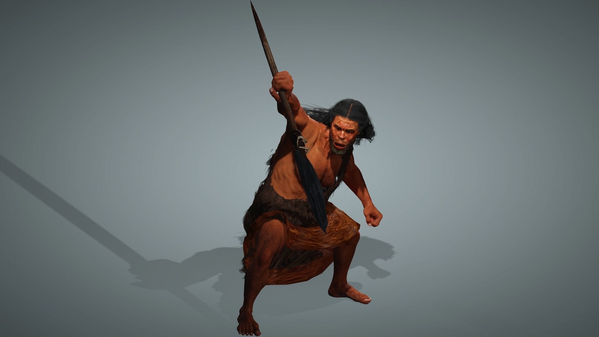 Cave Man High quality character full Rigged and Animated 3D model_8