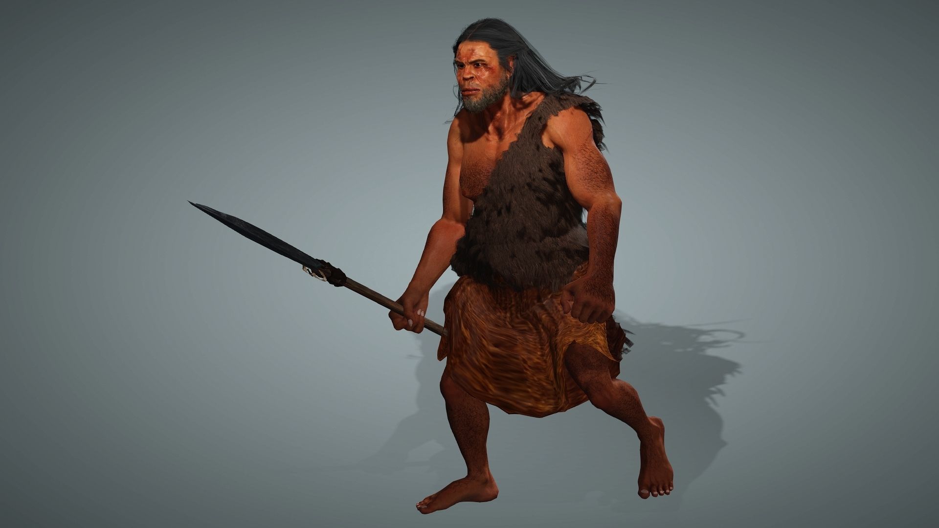 Cave Man High quality character full Rigged and Animated 3D model_4