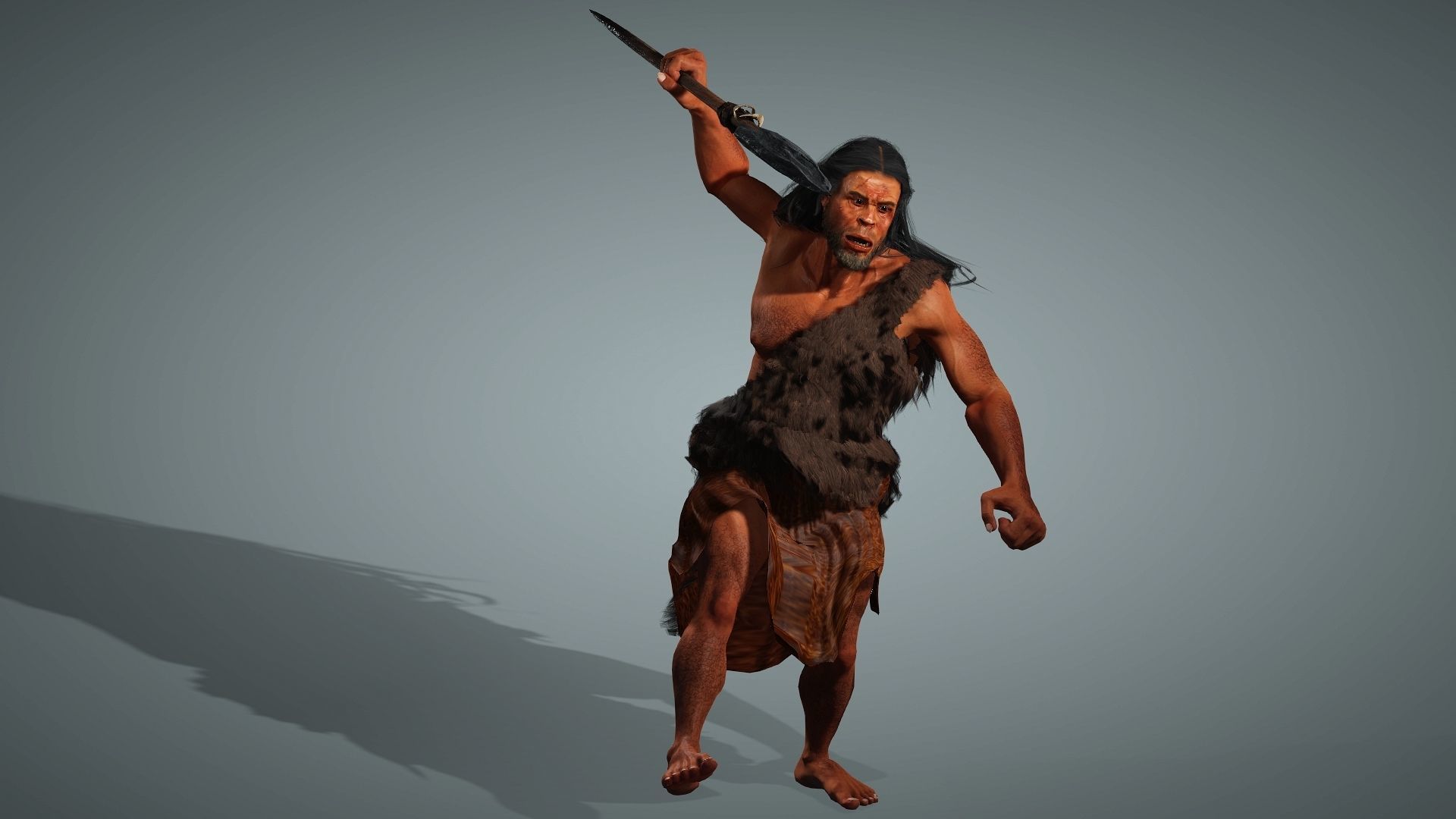 Cave Man High quality character full Rigged and Animated 3D model_7