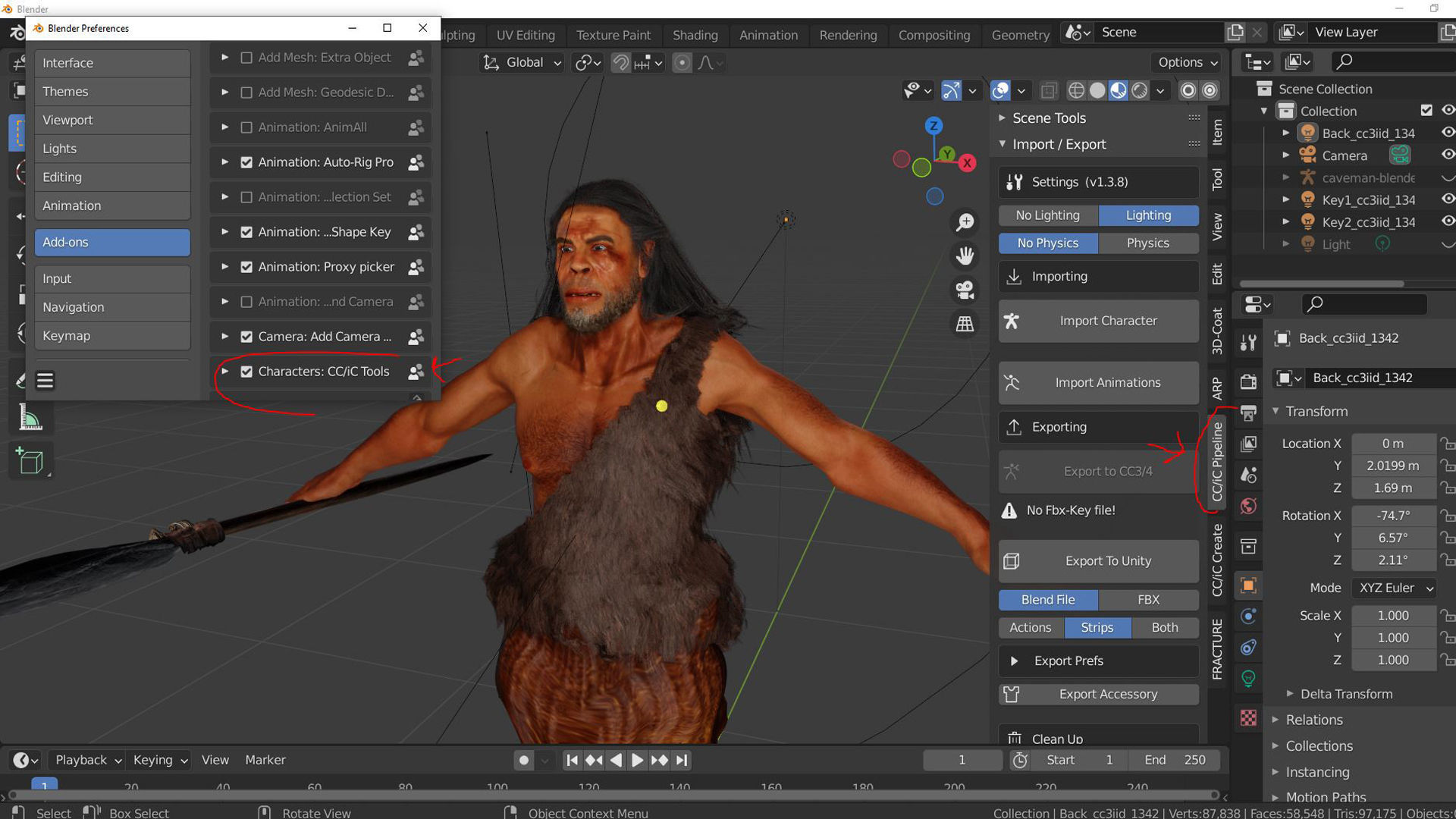 Cave Man High quality character full Rigged and Animated 3D model_3