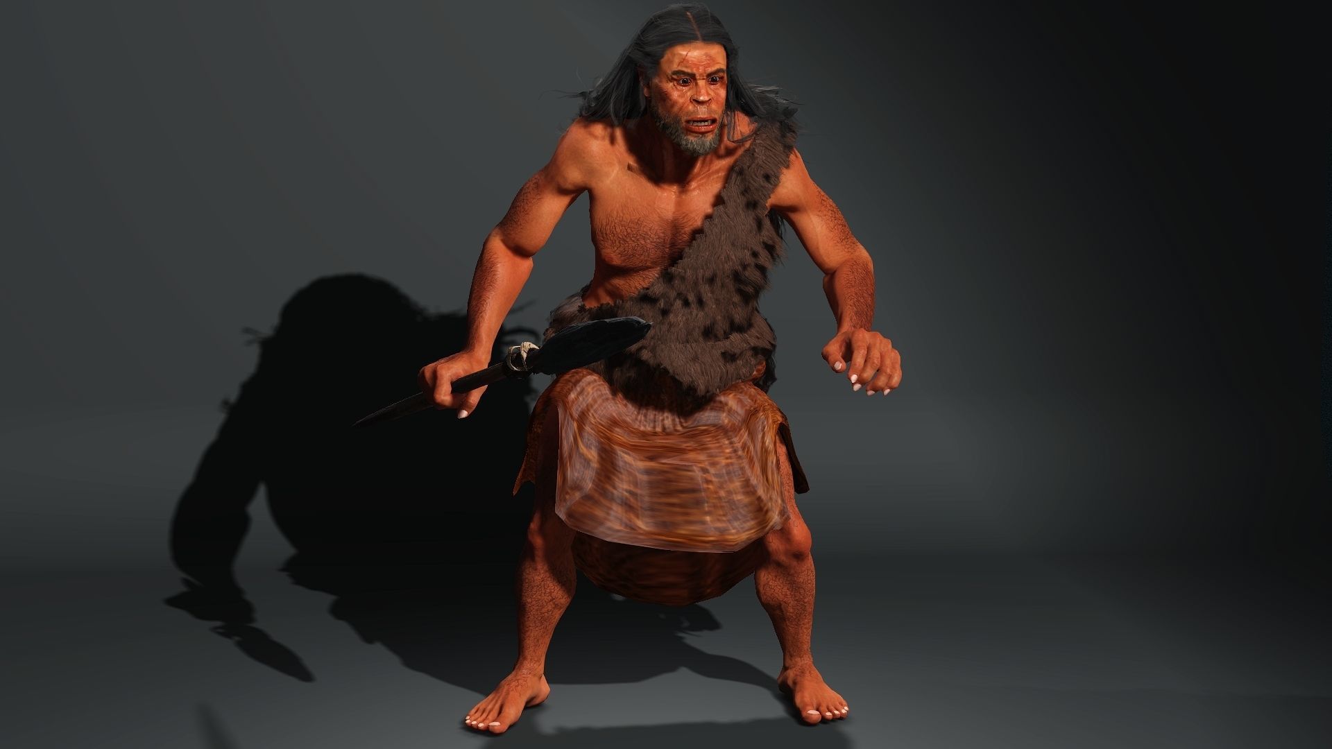 Cave Man High quality character full Rigged and Animated 3D model_6