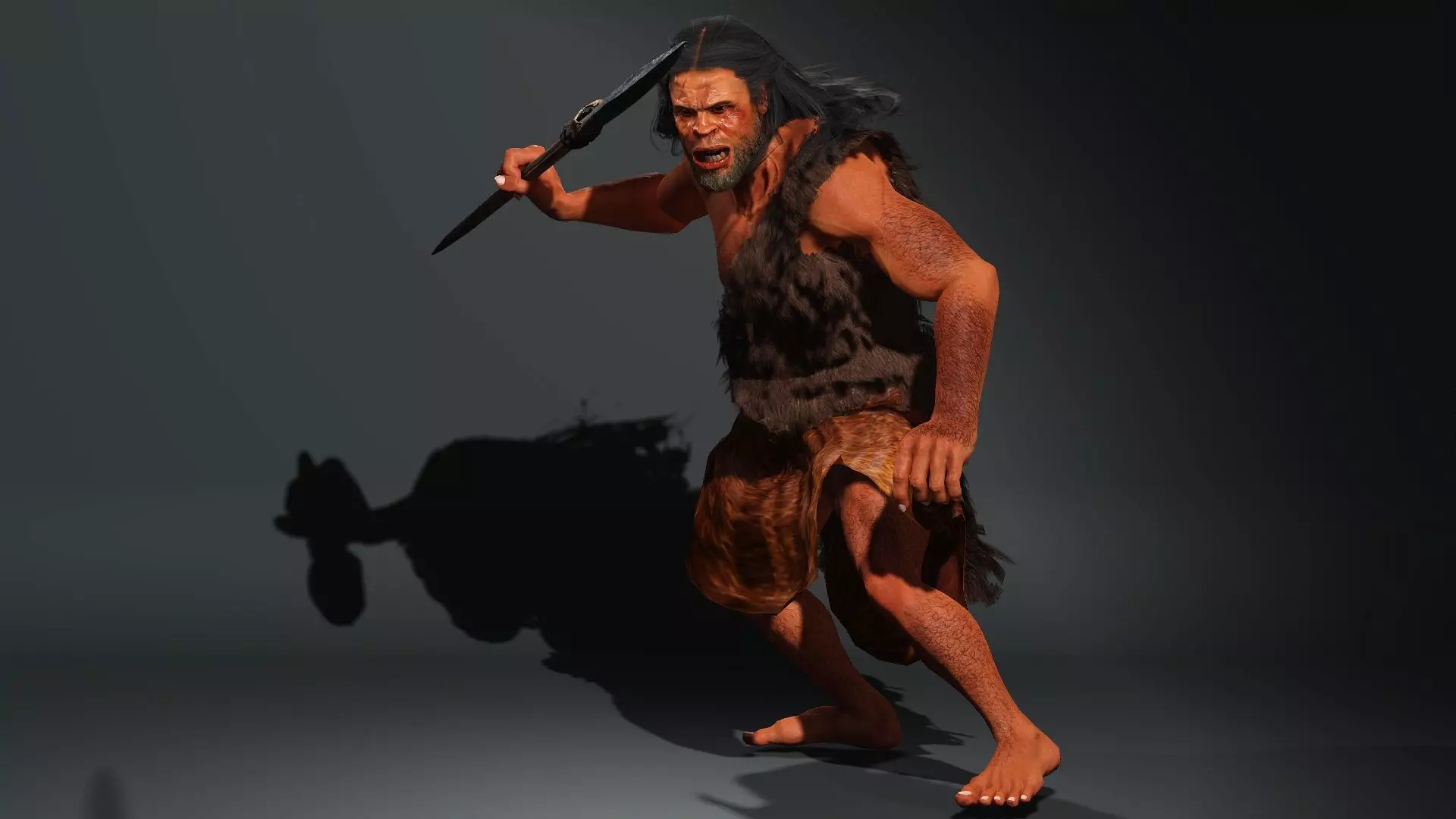 Cave Man High quality character full Rigged and Animated 3D model_0