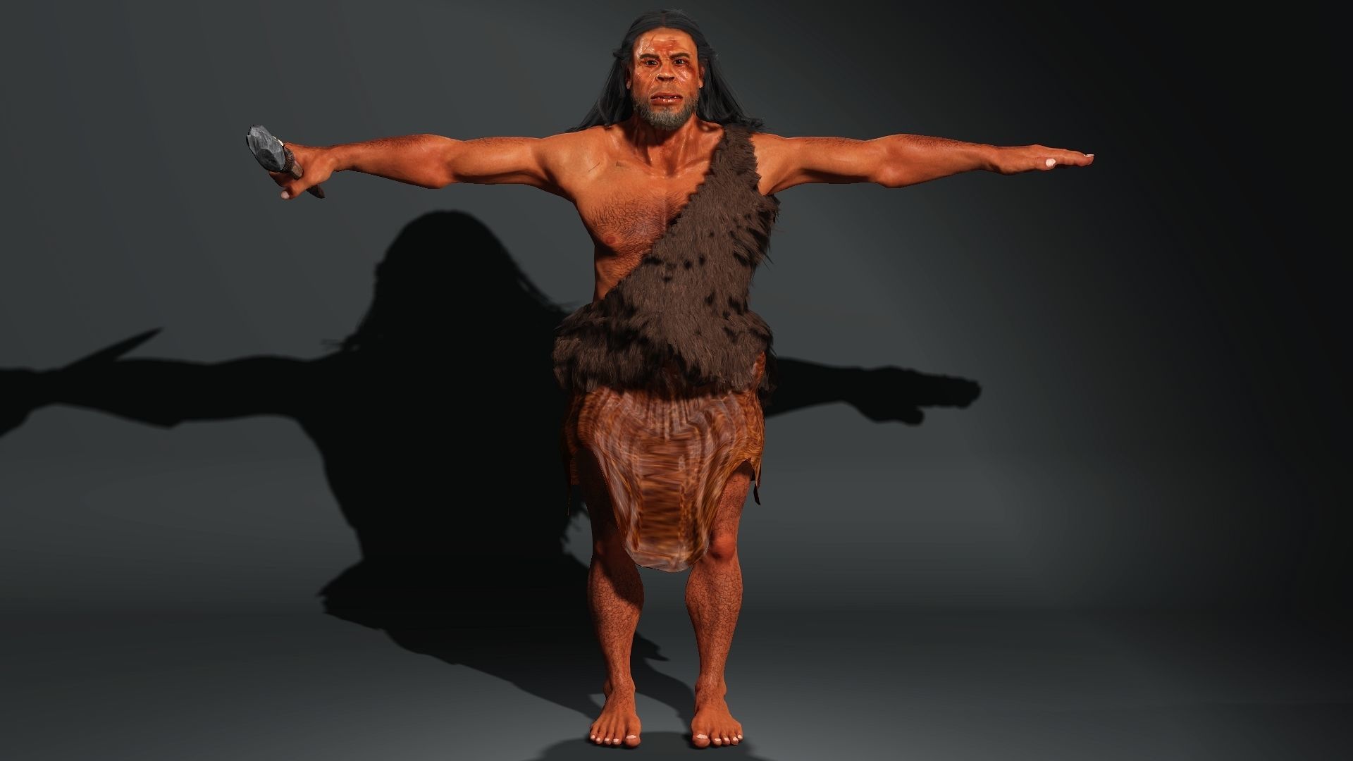 Cave Man High quality character full Rigged and Animated 3D model_5