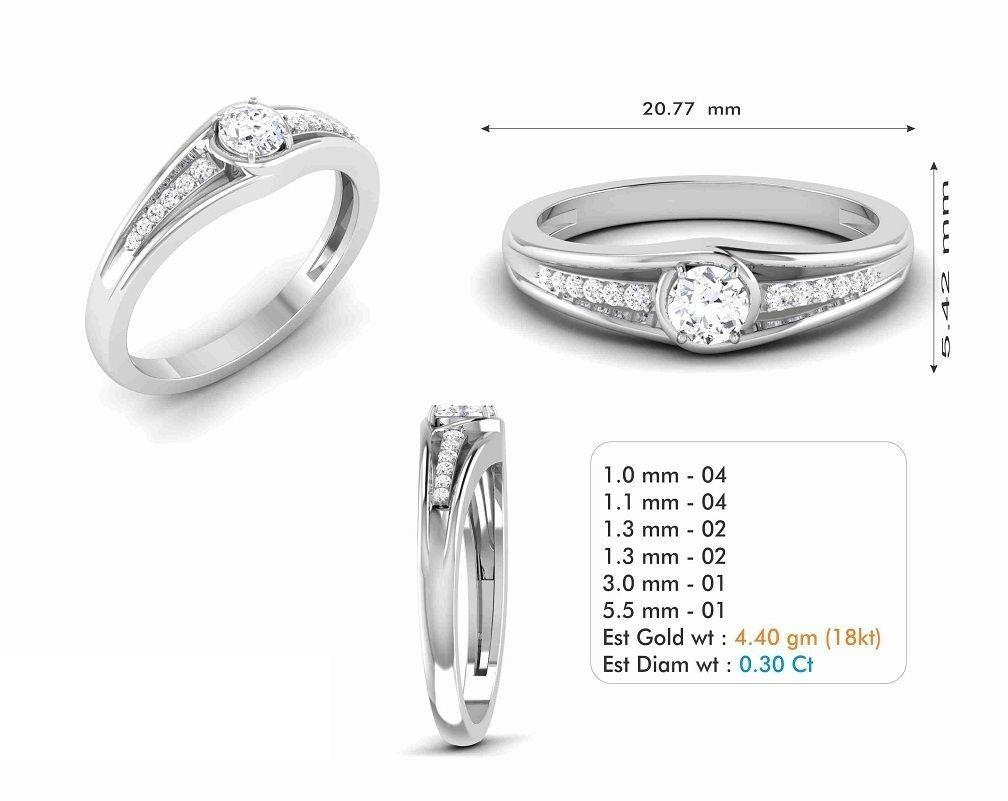 Diamond Solitaire Ring Jewellery for Women 3D print model 3D print model_3