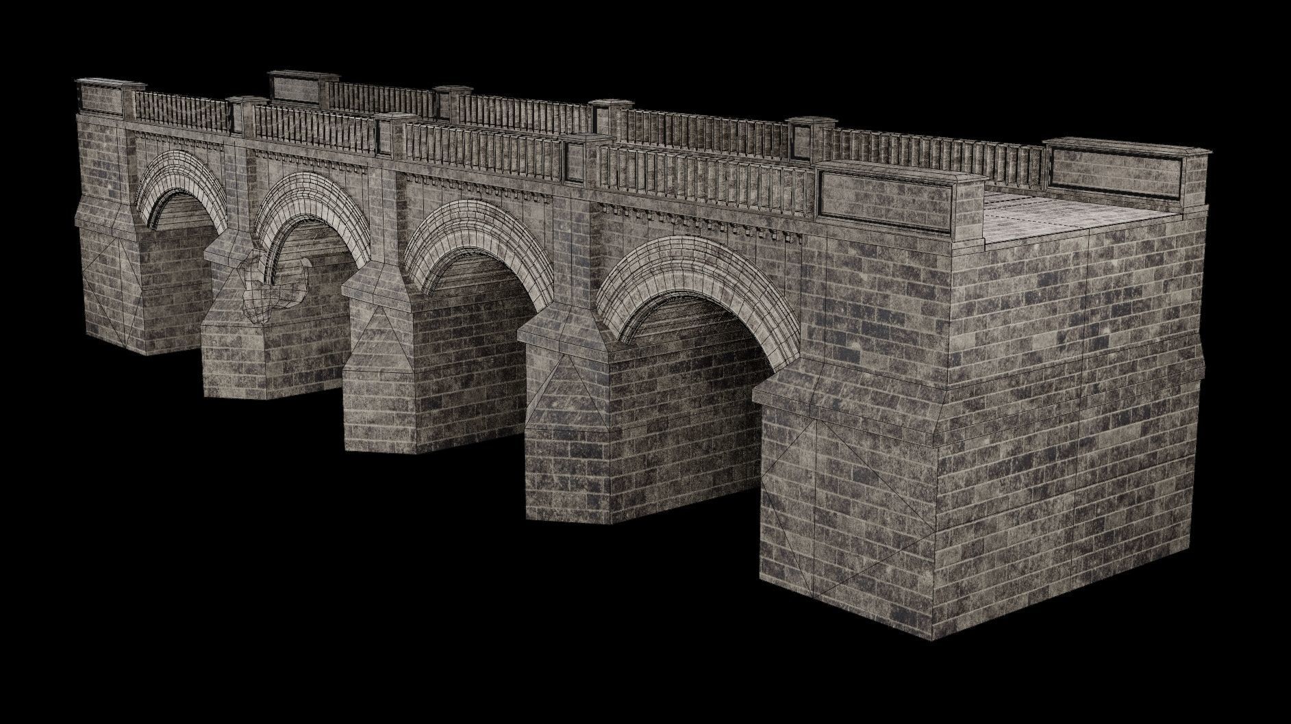 MEDIEVAL BRIDGE CASTLE STONE PLATFORM RUINED ROAD COLLECTION Low-poly 3D model_31
