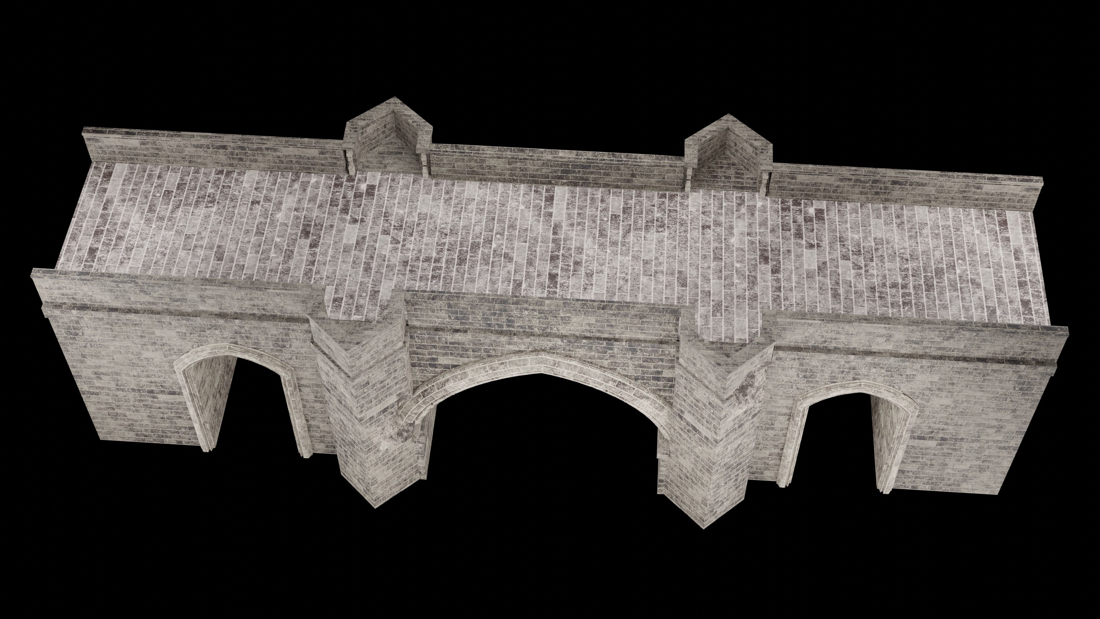 MEDIEVAL BRIDGE CASTLE STONE PLATFORM RUINED ROAD COLLECTION Low-poly 3D model_25