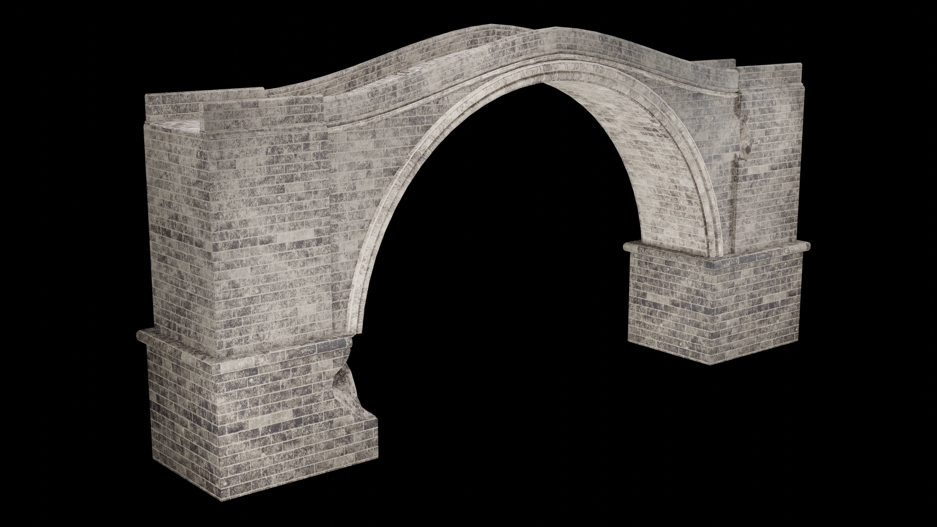 MEDIEVAL BRIDGE CASTLE STONE PLATFORM RUINED ROAD COLLECTION Low-poly 3D model_15