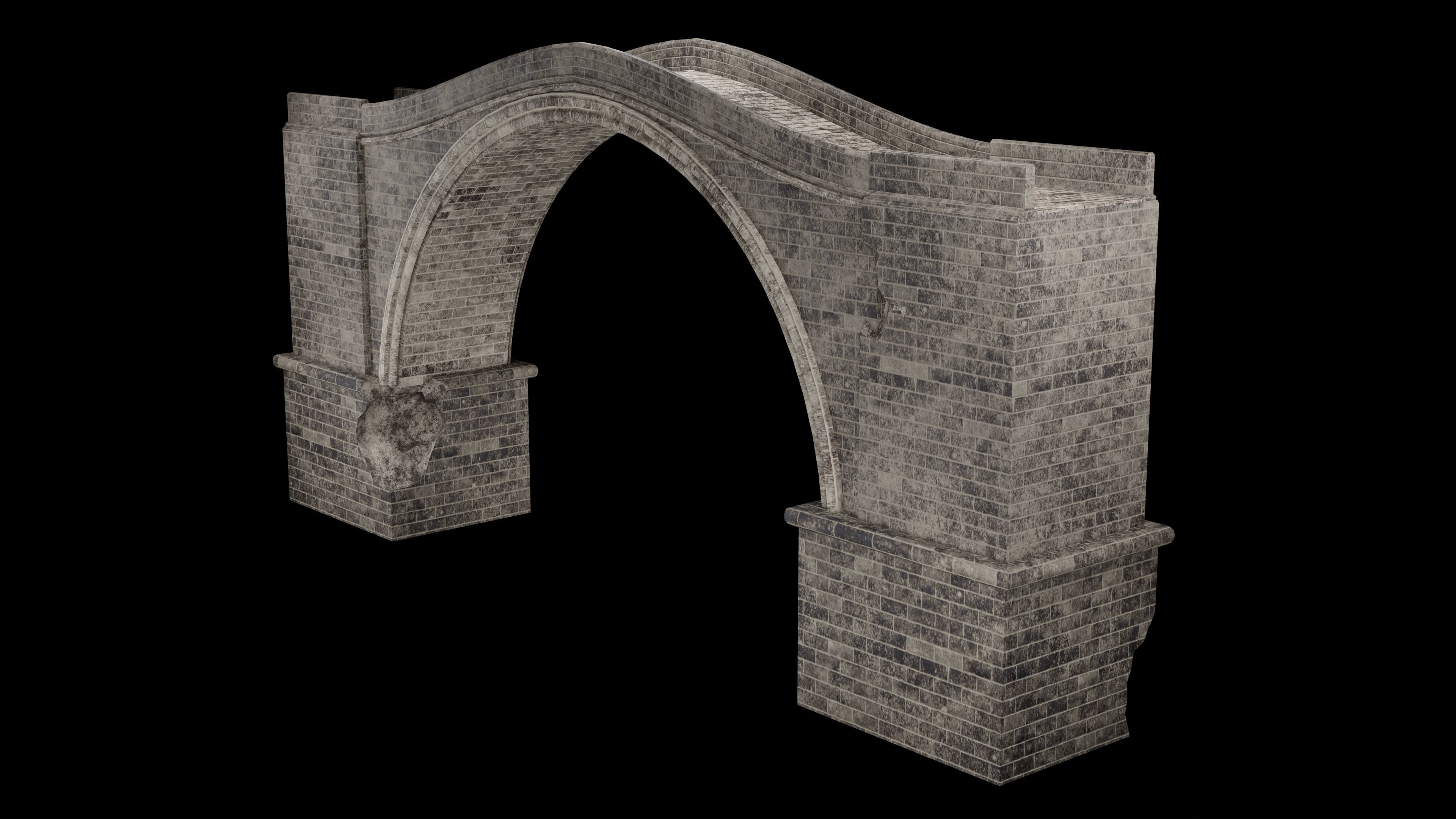 MEDIEVAL BRIDGE CASTLE STONE PLATFORM RUINED ROAD COLLECTION Low-poly 3D model_6