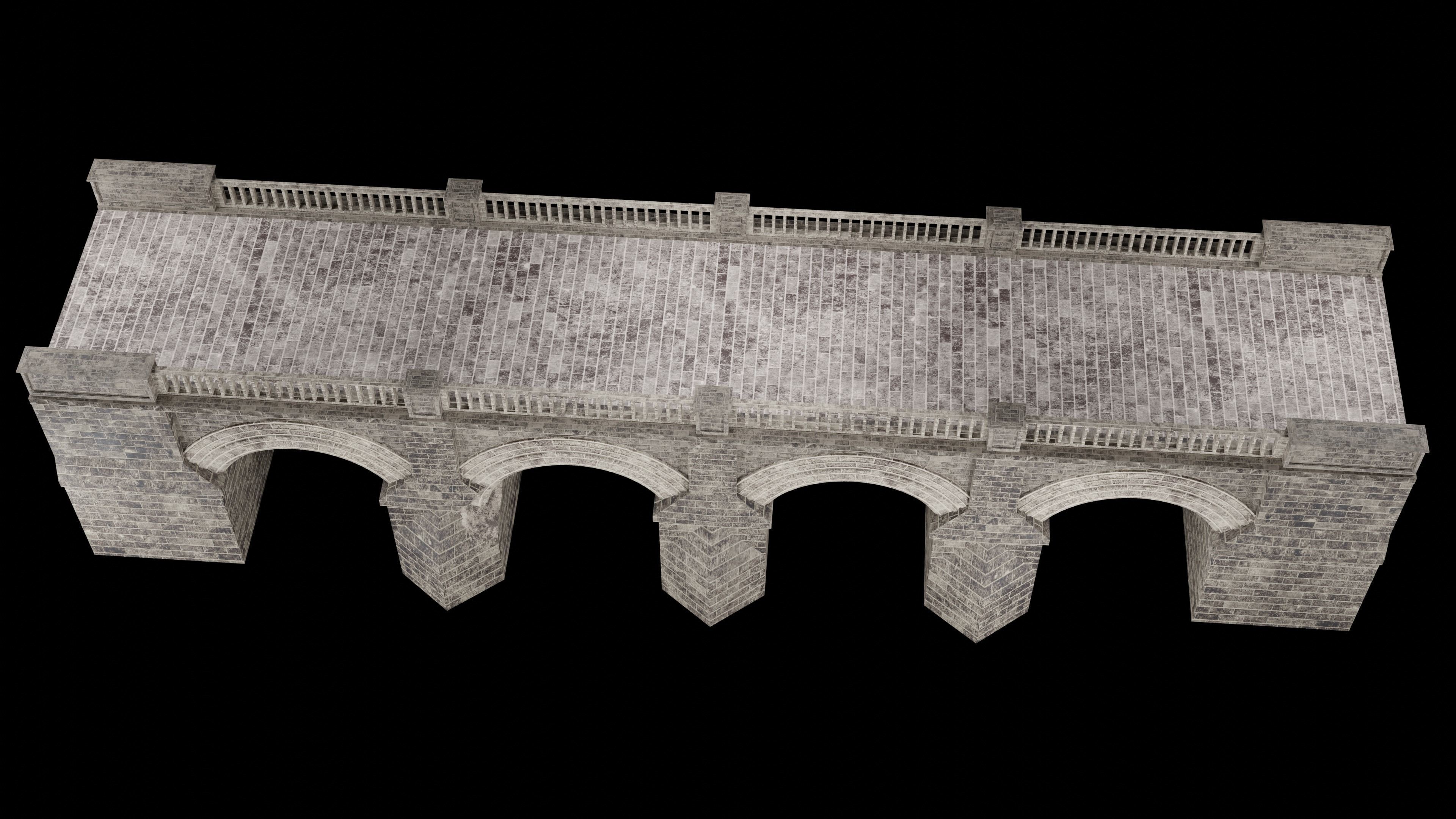MEDIEVAL BRIDGE CASTLE STONE PLATFORM RUINED ROAD COLLECTION Low-poly 3D model_22