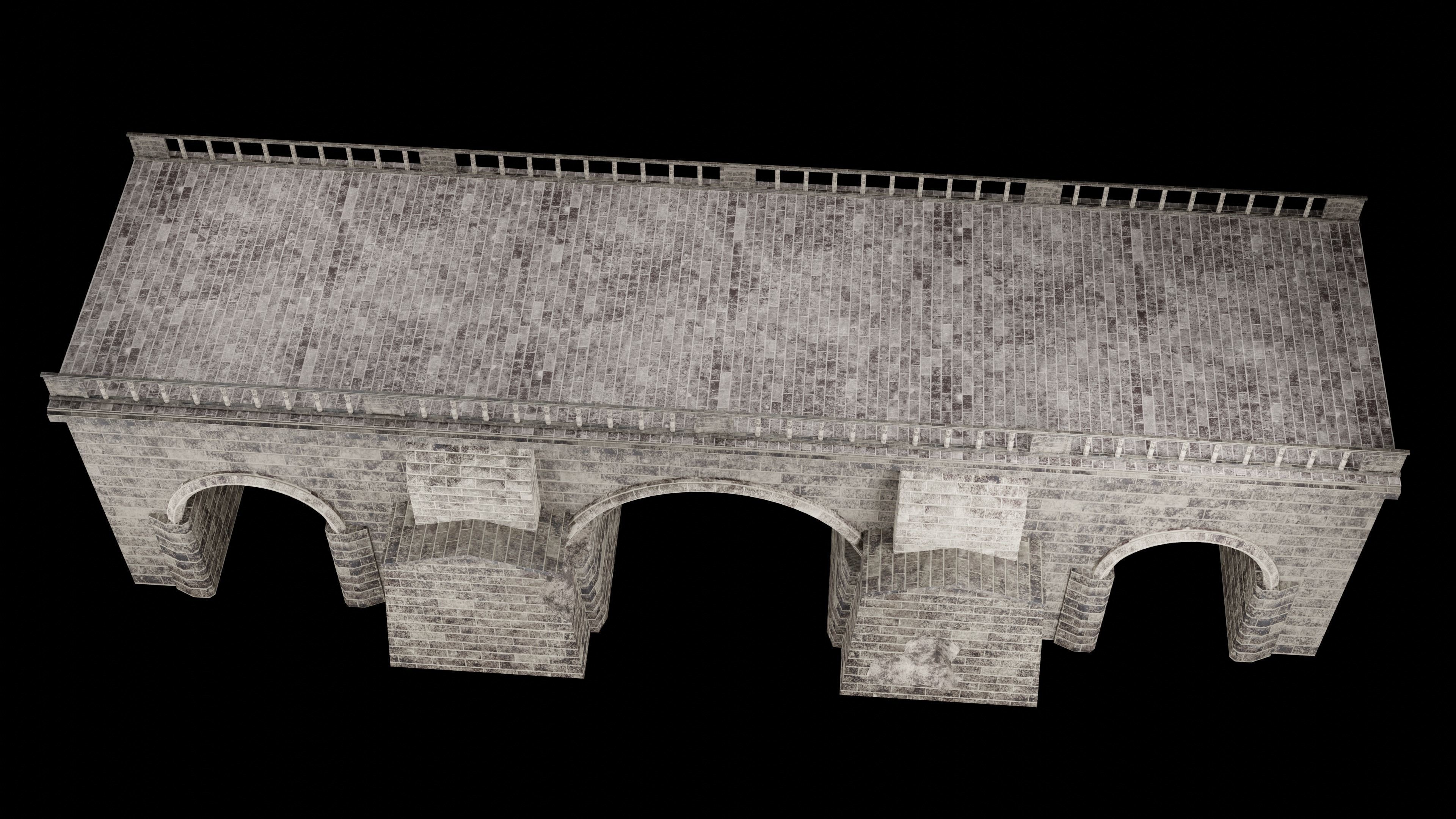 MEDIEVAL BRIDGE CASTLE STONE PLATFORM RUINED ROAD COLLECTION Low-poly 3D model_20