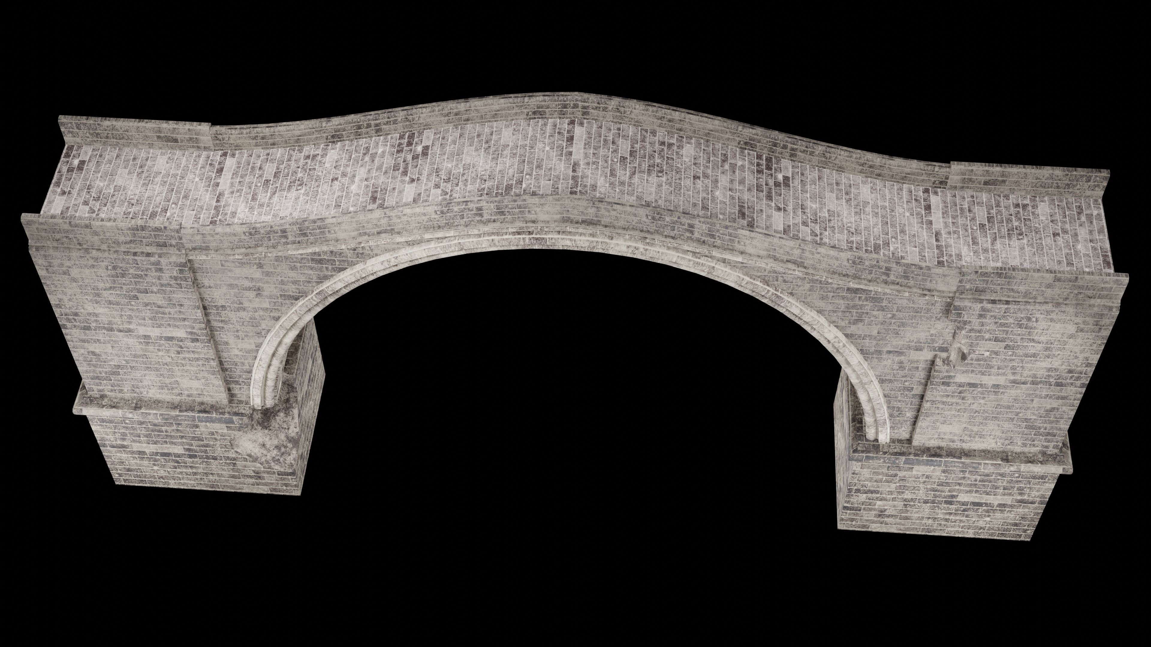 MEDIEVAL BRIDGE CASTLE STONE PLATFORM RUINED ROAD COLLECTION Low-poly 3D model_24