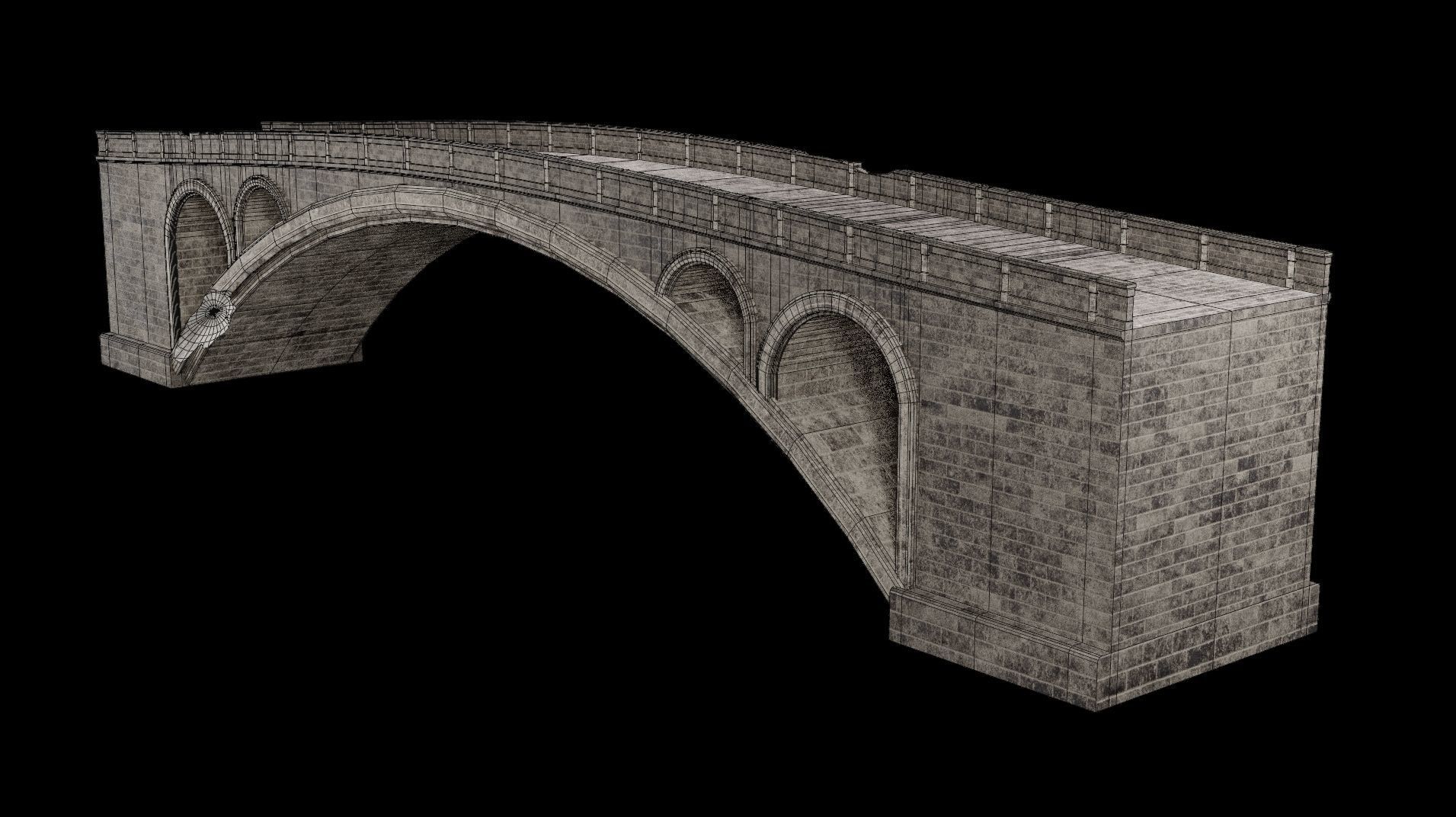 MEDIEVAL BRIDGE CASTLE STONE PLATFORM RUINED ROAD COLLECTION Low-poly 3D model_35