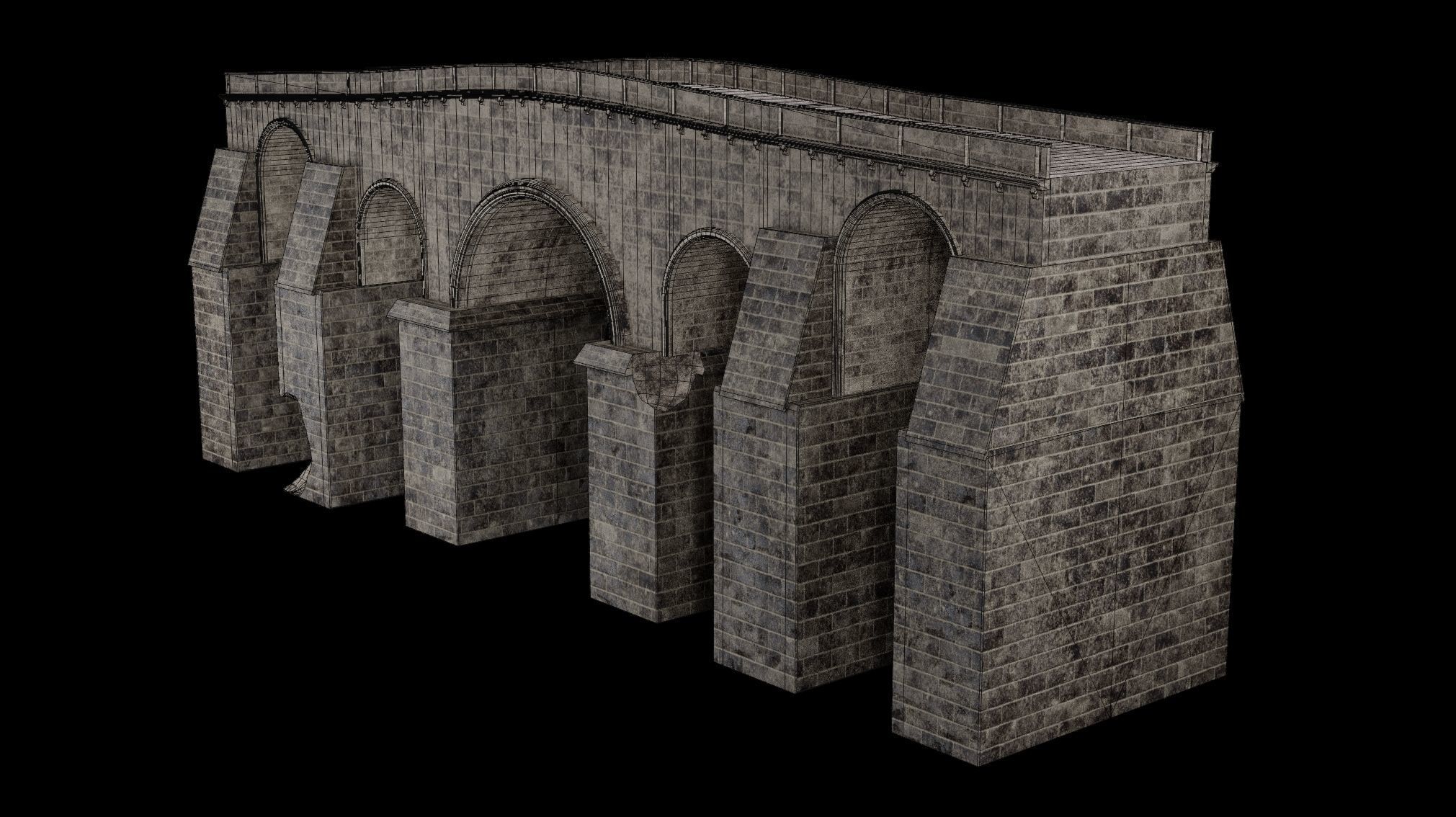 MEDIEVAL BRIDGE CASTLE STONE PLATFORM RUINED ROAD COLLECTION Low-poly 3D model_28