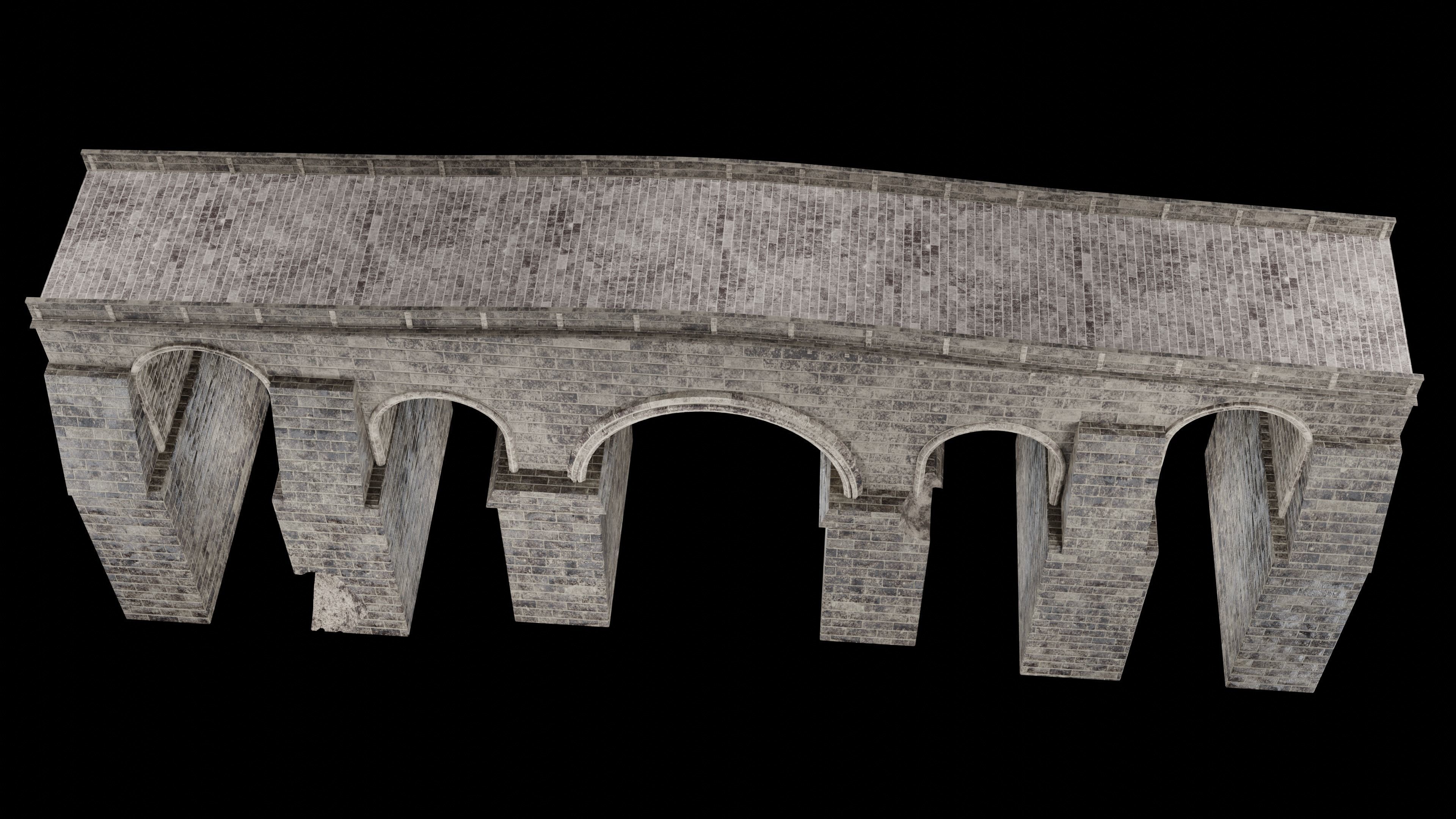 MEDIEVAL BRIDGE CASTLE STONE PLATFORM RUINED ROAD COLLECTION Low-poly 3D model_19