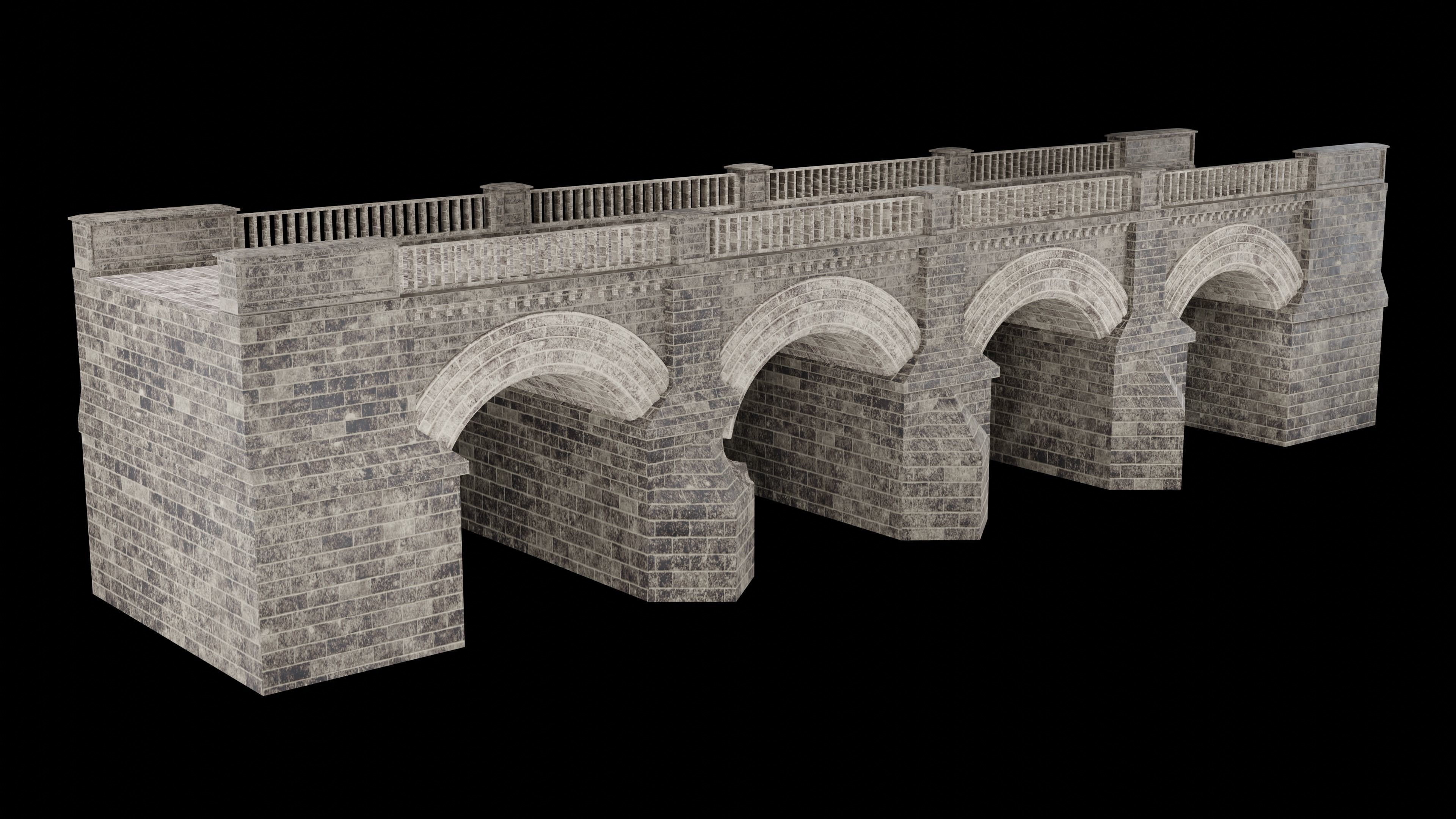 MEDIEVAL BRIDGE CASTLE STONE PLATFORM RUINED ROAD COLLECTION Low-poly 3D model_13