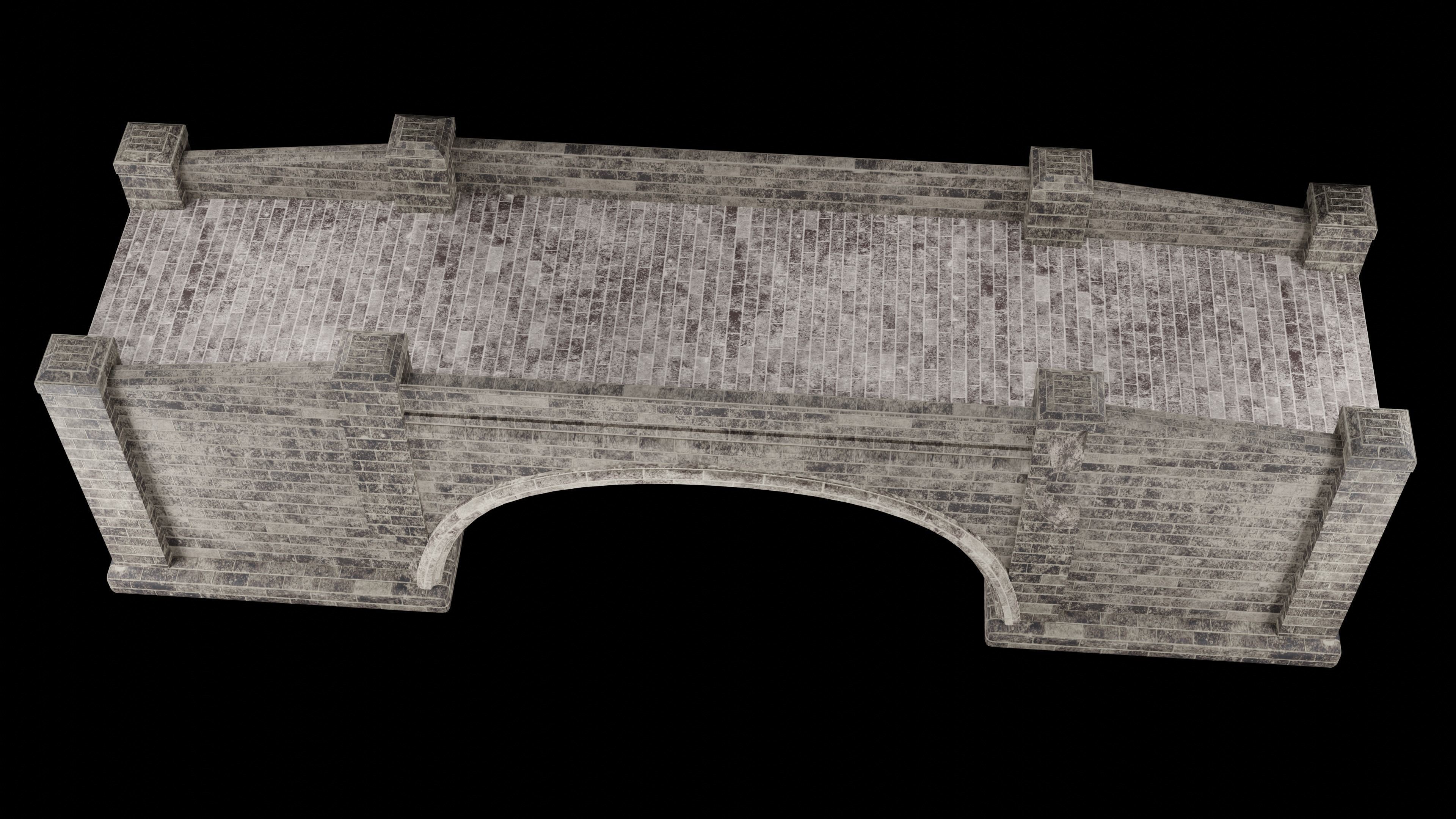 MEDIEVAL BRIDGE CASTLE STONE PLATFORM RUINED ROAD COLLECTION Low-poly 3D model_23