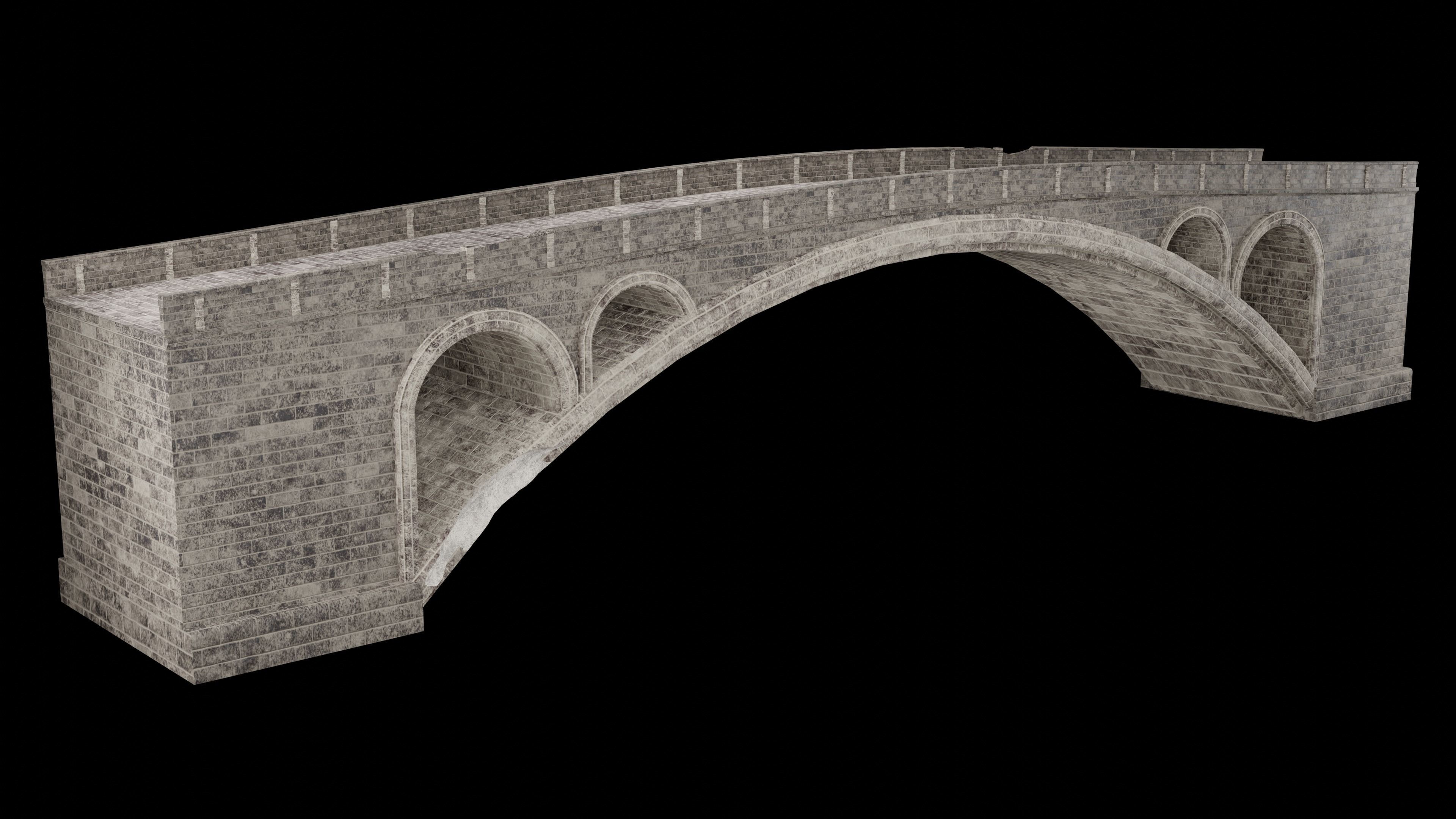 MEDIEVAL BRIDGE CASTLE STONE PLATFORM RUINED ROAD COLLECTION Low-poly 3D model_17