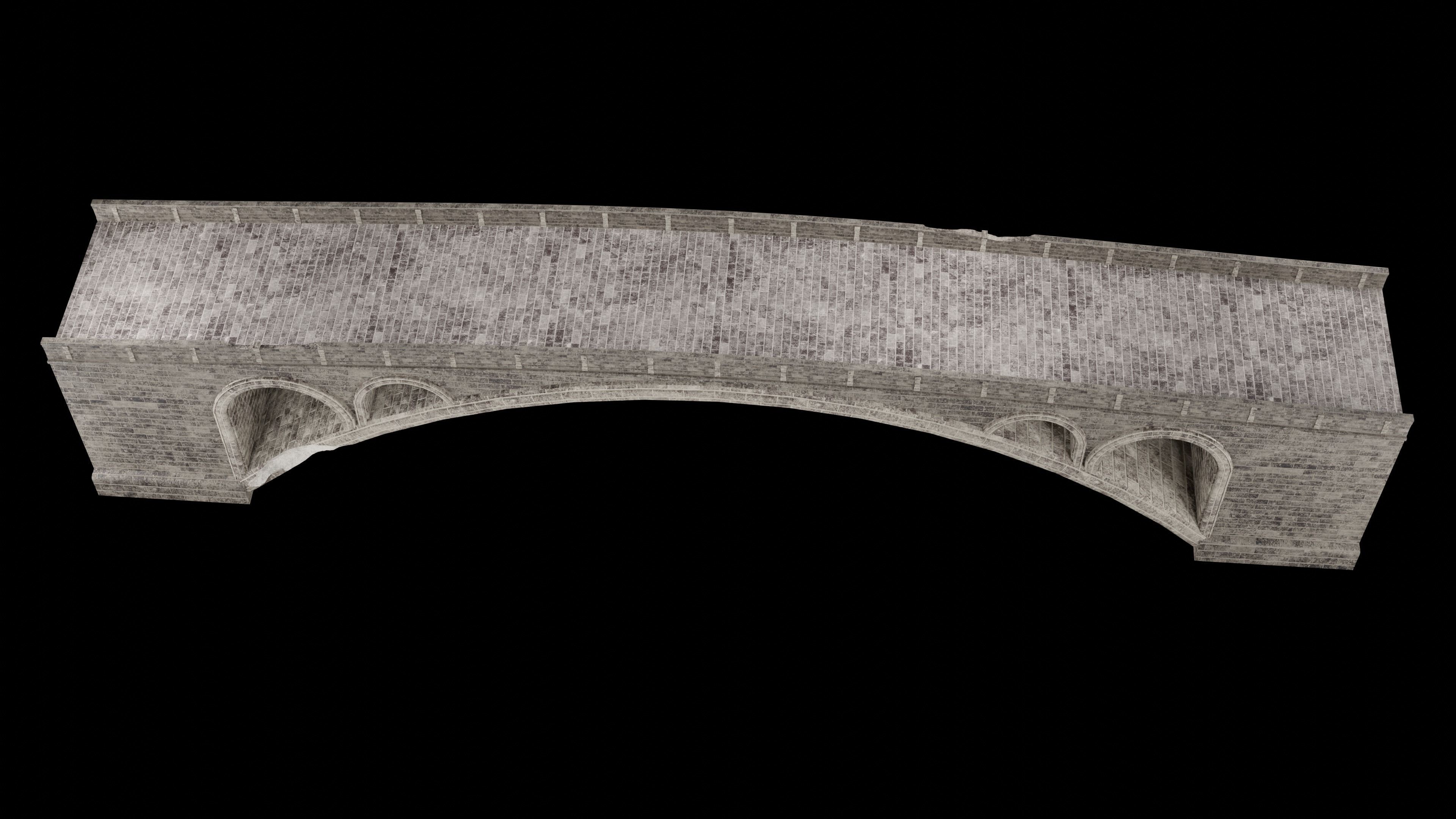 MEDIEVAL BRIDGE CASTLE STONE PLATFORM RUINED ROAD COLLECTION Low-poly 3D model_26