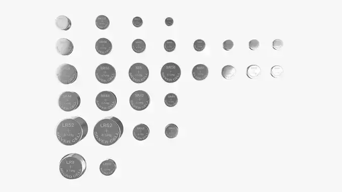 All Size Silver Oxide and Alkaline Battery Cells 3D model