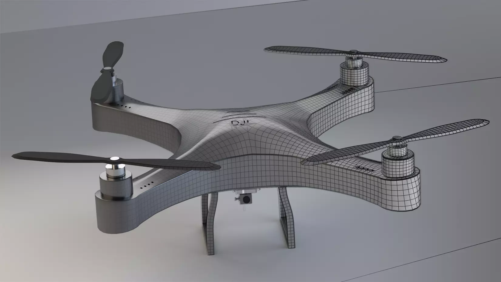 High-Quality 3D Model of a Drone Low-poly 3D model_0