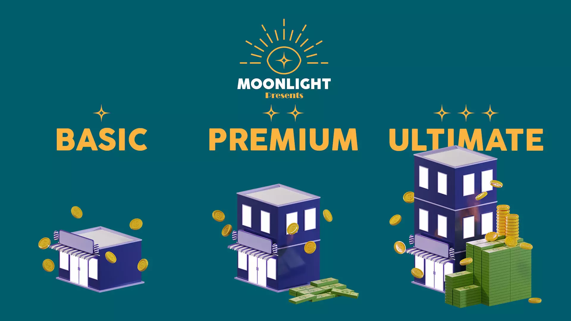 Building and Money Stack - triple design pack Free low-poly 3D model