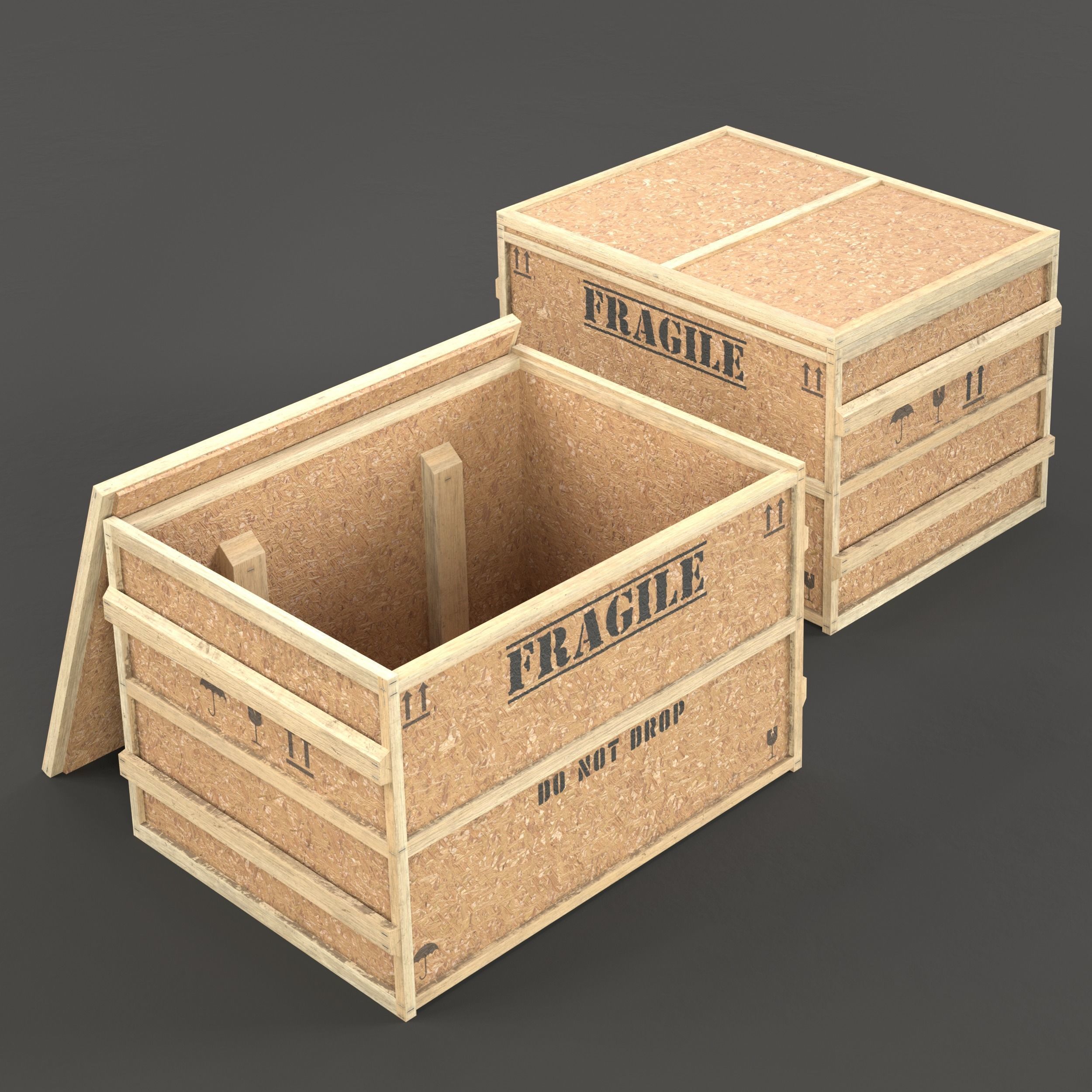 Collection of Chipboard boxes Low-poly 3D model_12
