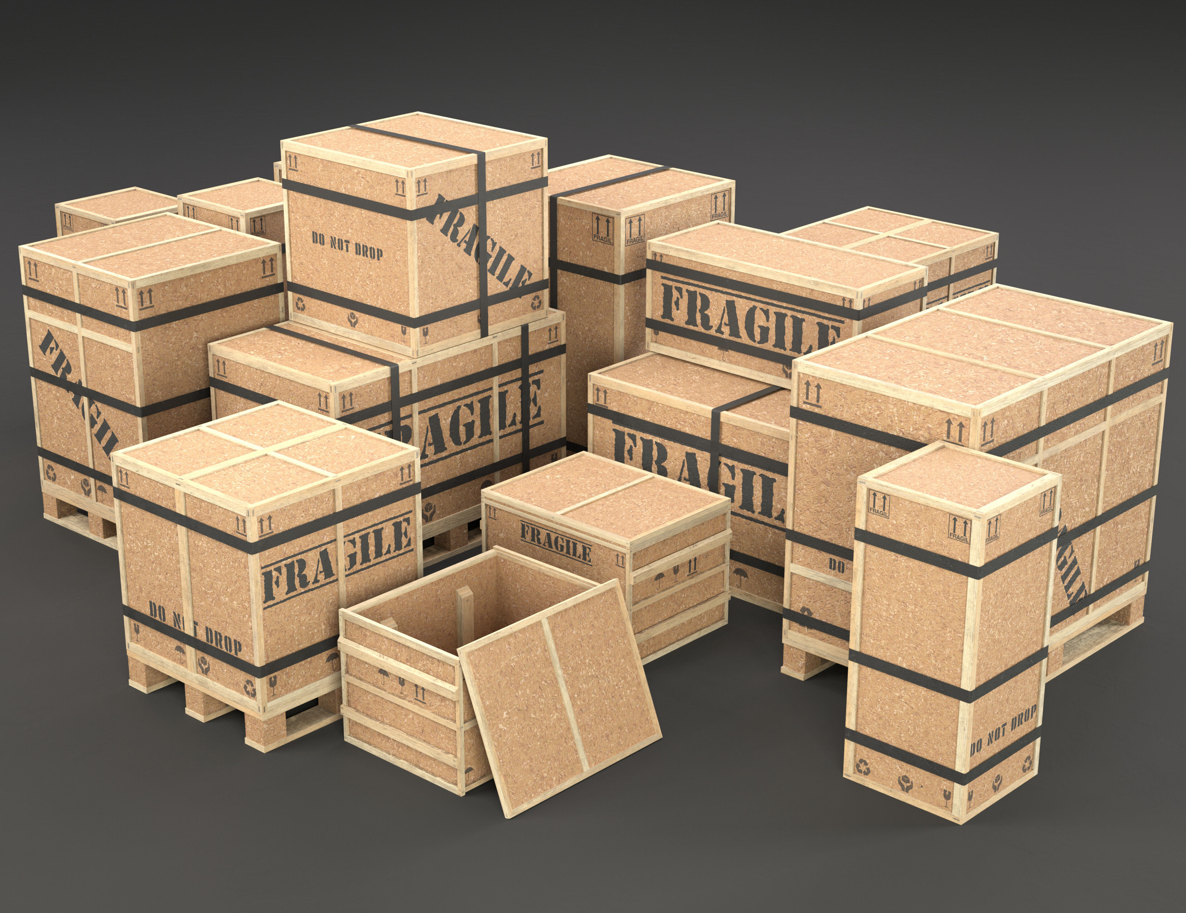Collection of Chipboard boxes Low-poly 3D model_2