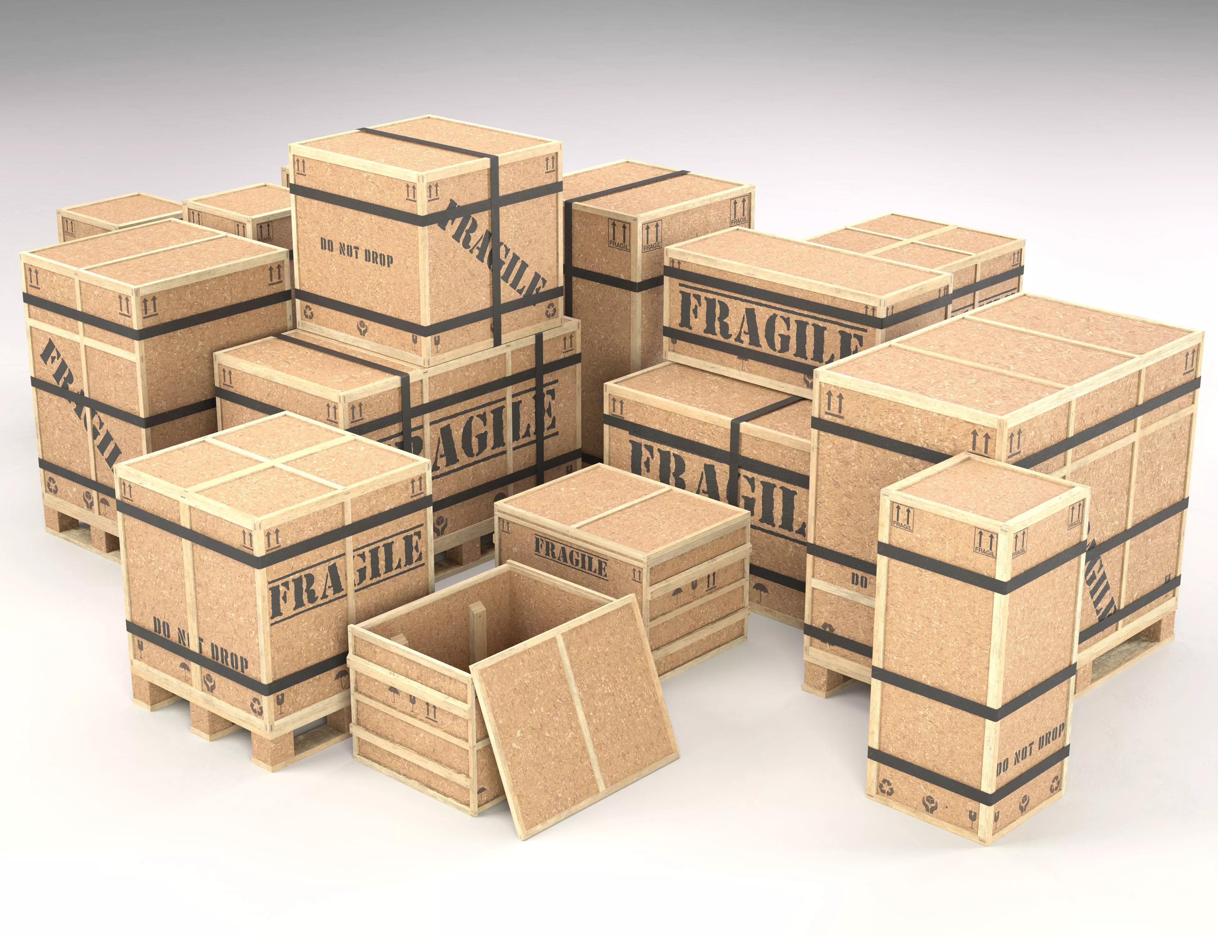 Collection of Chipboard boxes Low-poly 3D model_0