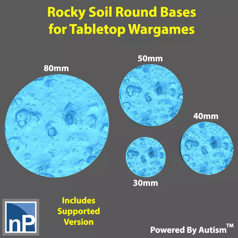 Bases for Wargames - Rocky Soil Free 3D print model