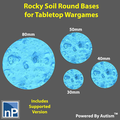 Bases for Wargames - Rocky Soil Free 3D print model