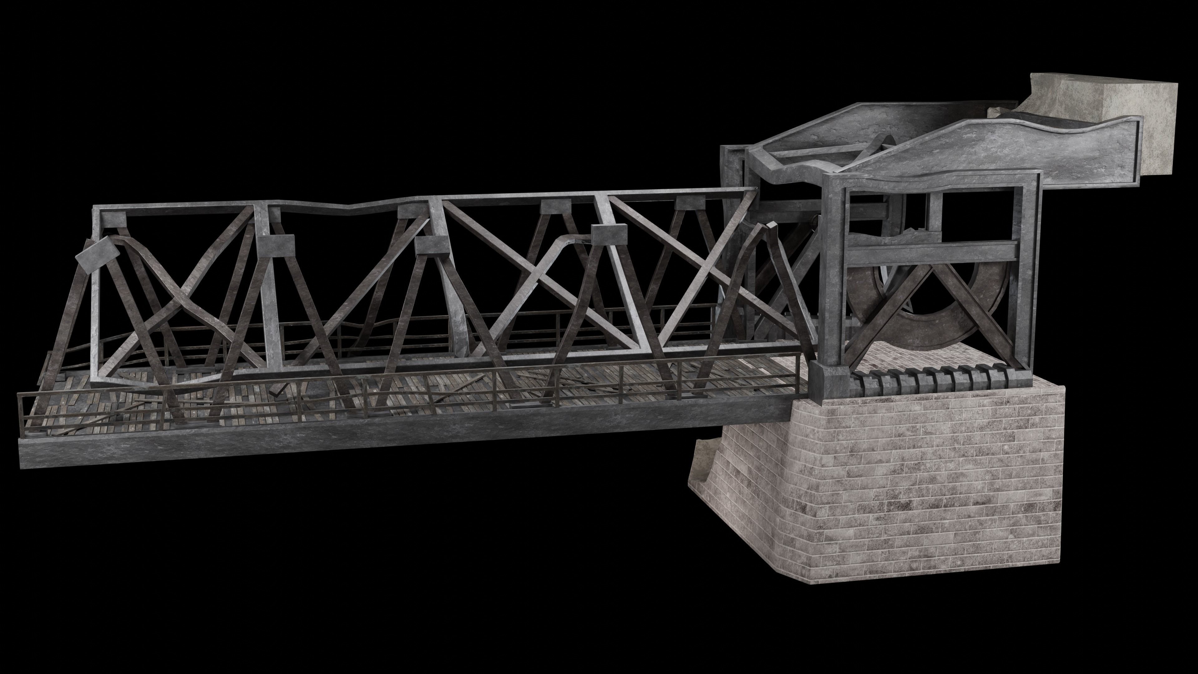POST APO STEEL METAL BRIDGE PLATFORM BASCULE COLLECTION Low-poly 3D model_25