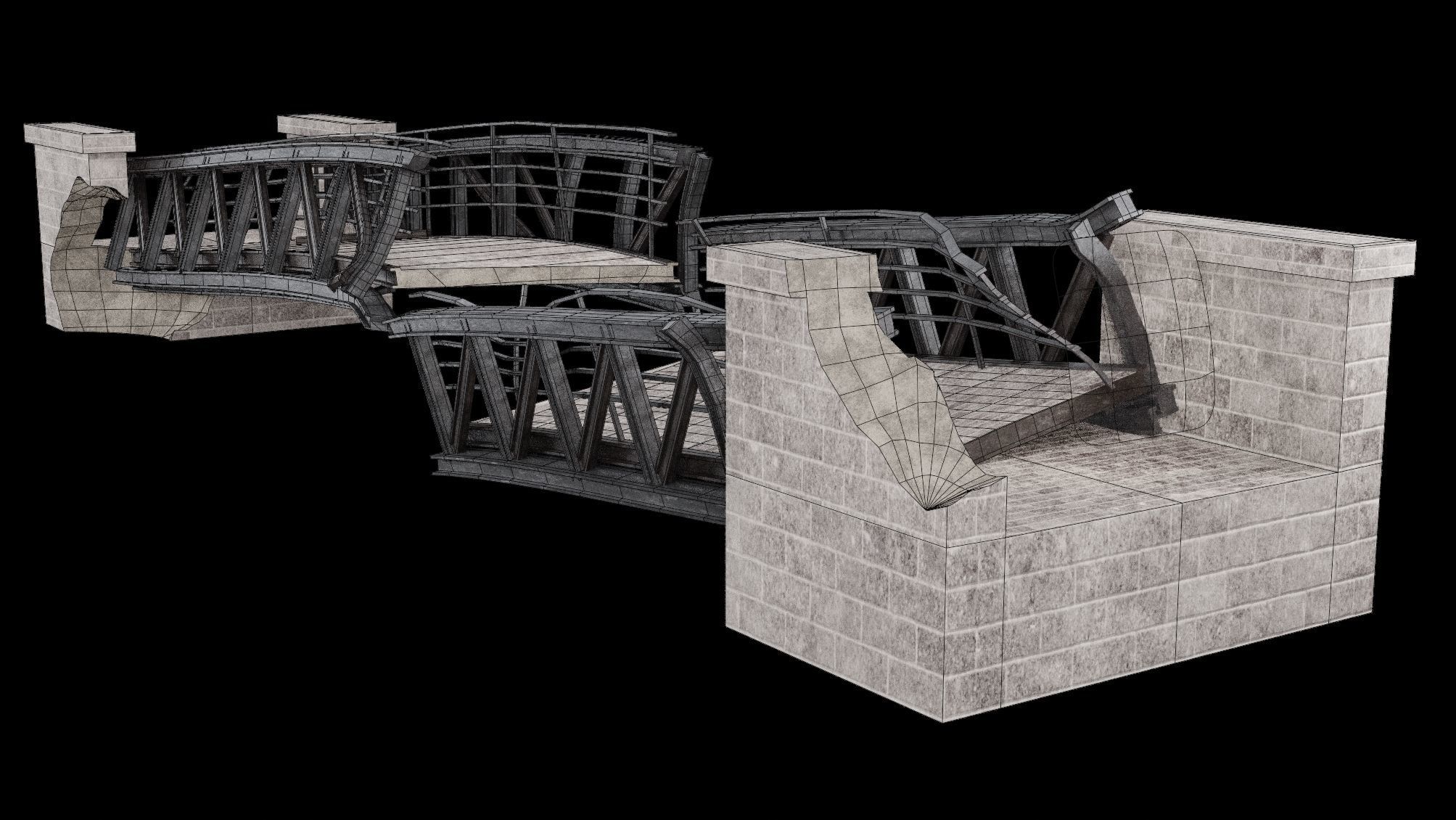 POST APO STEEL METAL BRIDGE PLATFORM BASCULE COLLECTION Low-poly 3D model_36