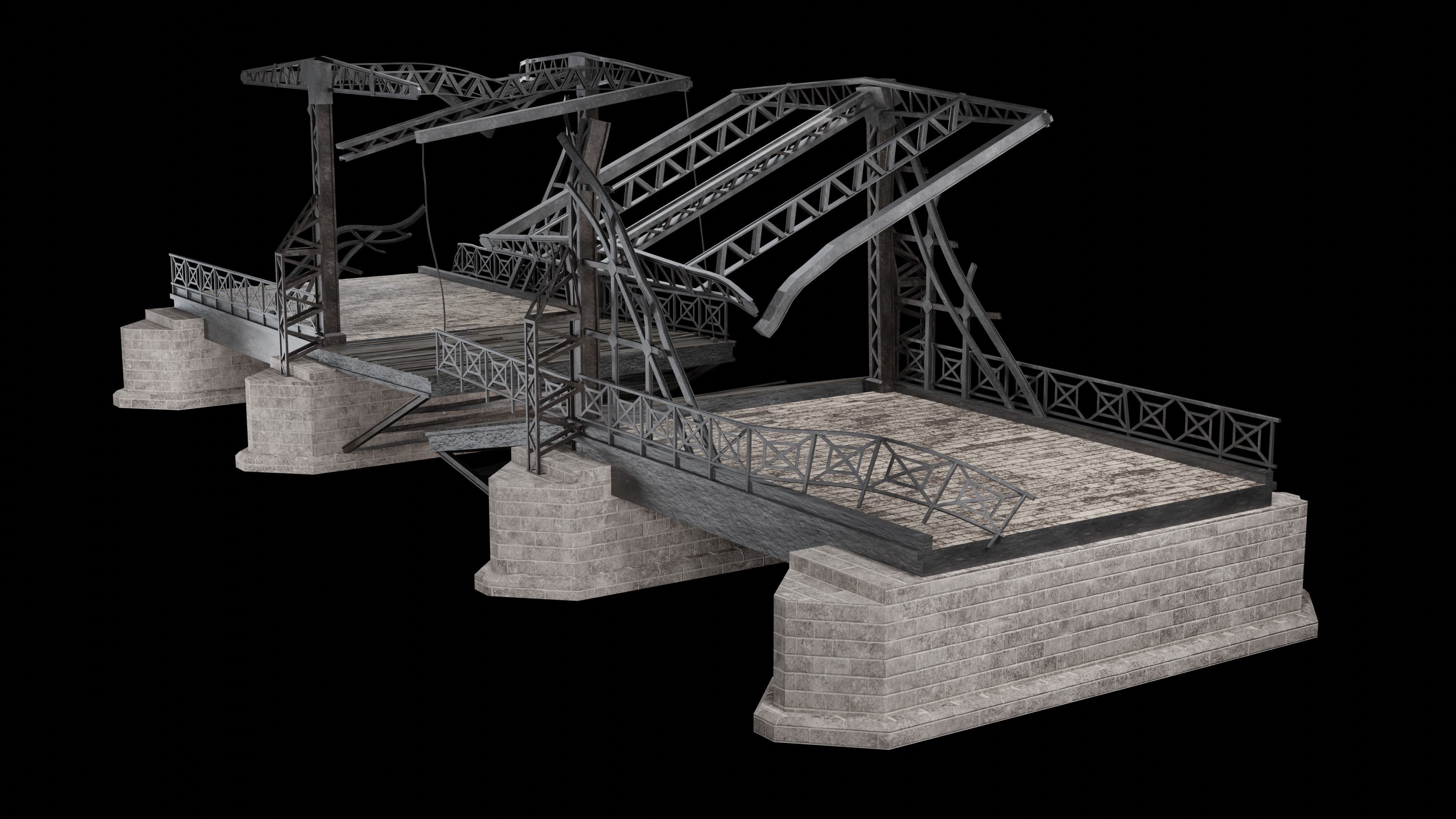 POST APO STEEL METAL BRIDGE PLATFORM BASCULE COLLECTION Low-poly 3D model_6