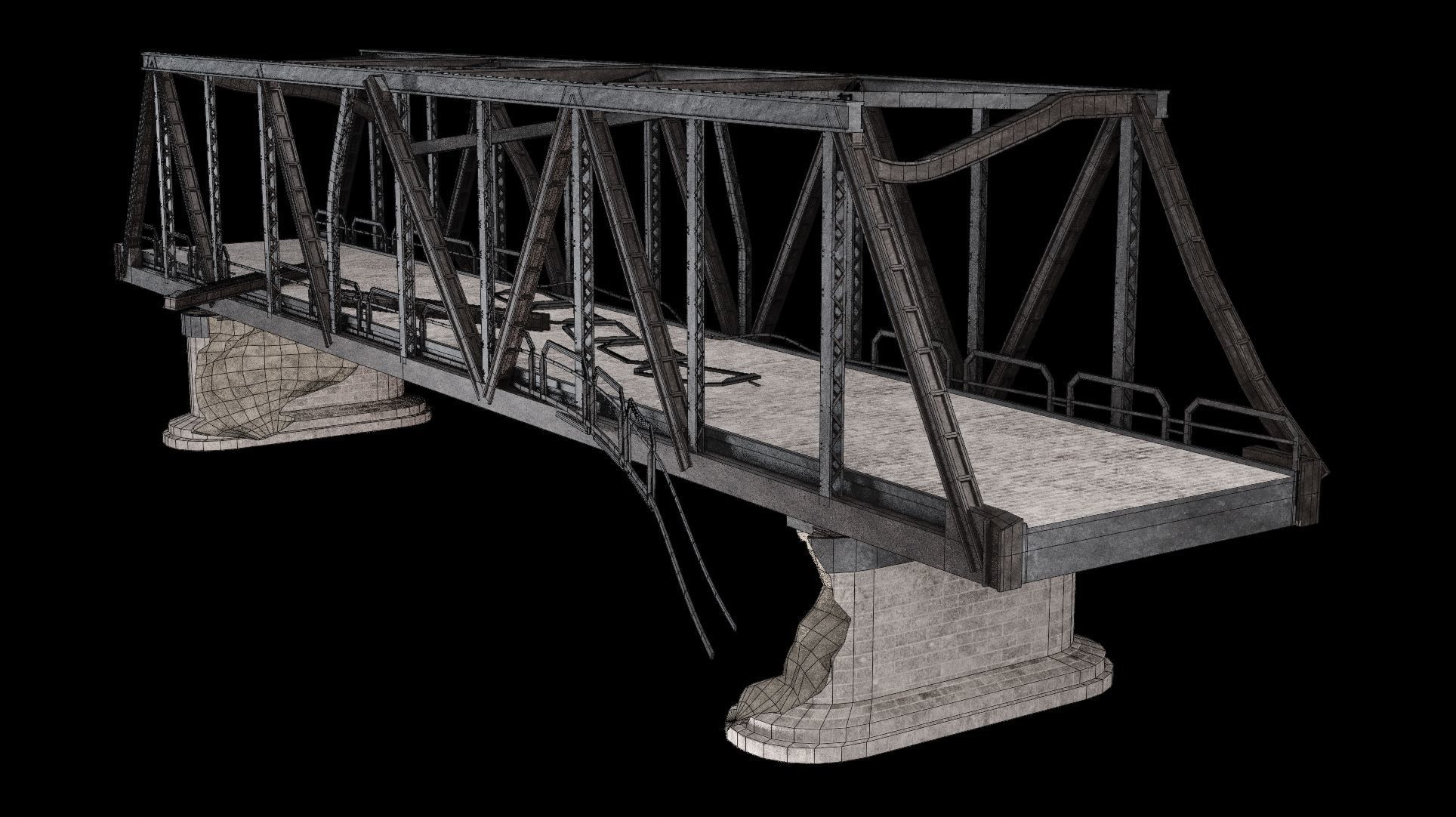 POST APO STEEL METAL BRIDGE PLATFORM BASCULE COLLECTION Low-poly 3D model_28