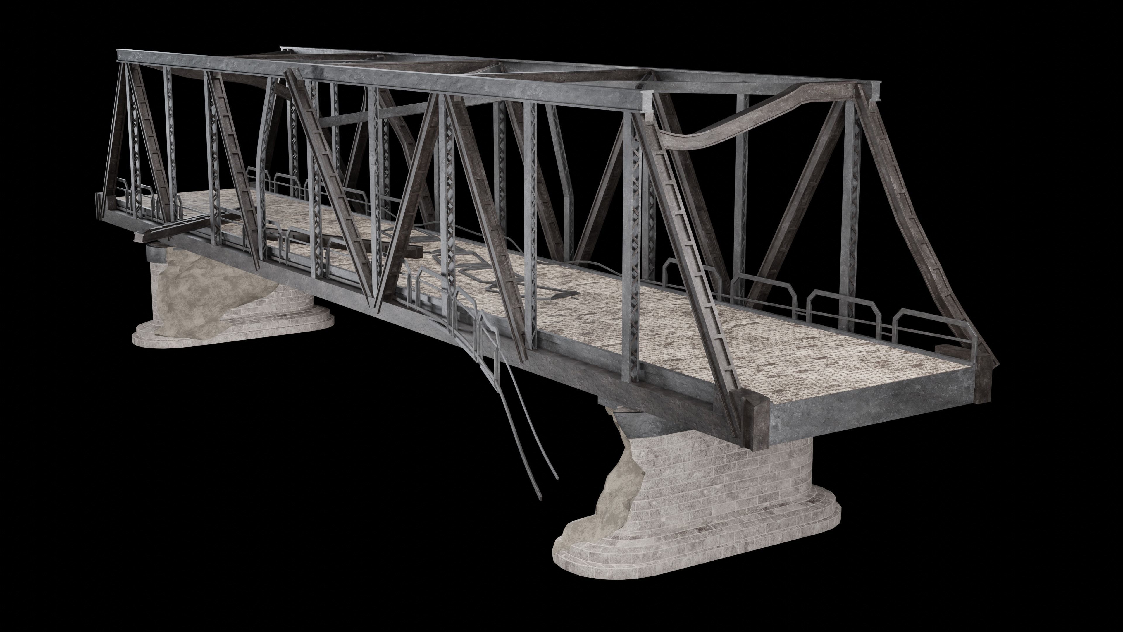 POST APO STEEL METAL BRIDGE PLATFORM BASCULE COLLECTION Low-poly 3D model_1